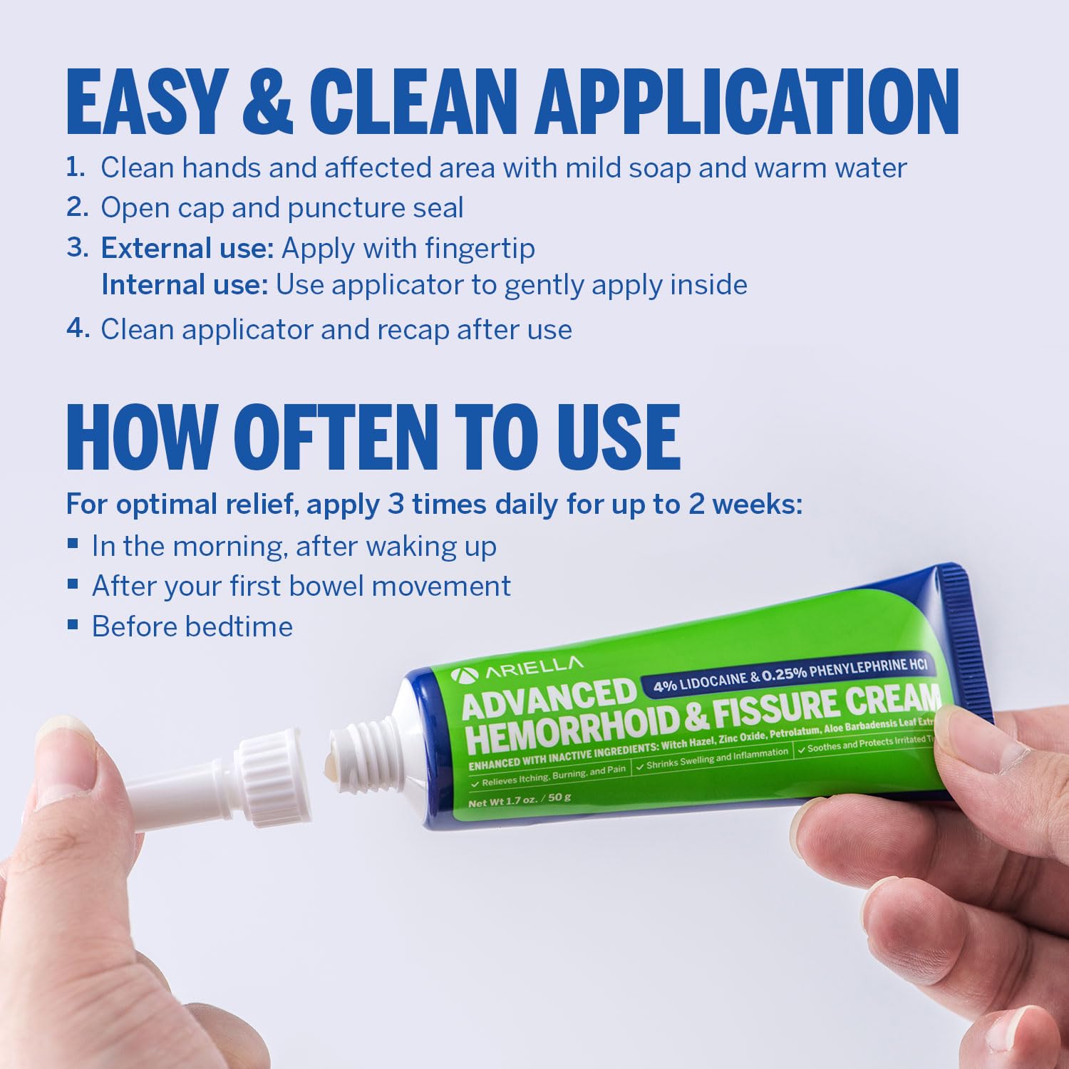 Hemorrhoid Treatment Fissure Lidocaine Cream: Advanced Numbing Ointment with Phenylephrine HCI - Fast Acting Natural Strength Soothing Relief of Pain Swelling Discomfort Itching (1.7 Oz, Witch Hazel) Ariella Au supplements
