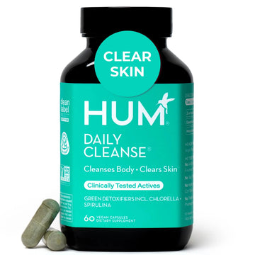 HUM Daily Cleanse Acne Supplements for Women & Men, Gentle Digestive Cleanse for Clear Skin Support, Zinc, Spirulina, Chlorella, Detoxifying Herbs, Organic Algae, Skin Vitamins Supplement, 60 Capsules HUM Au supplements