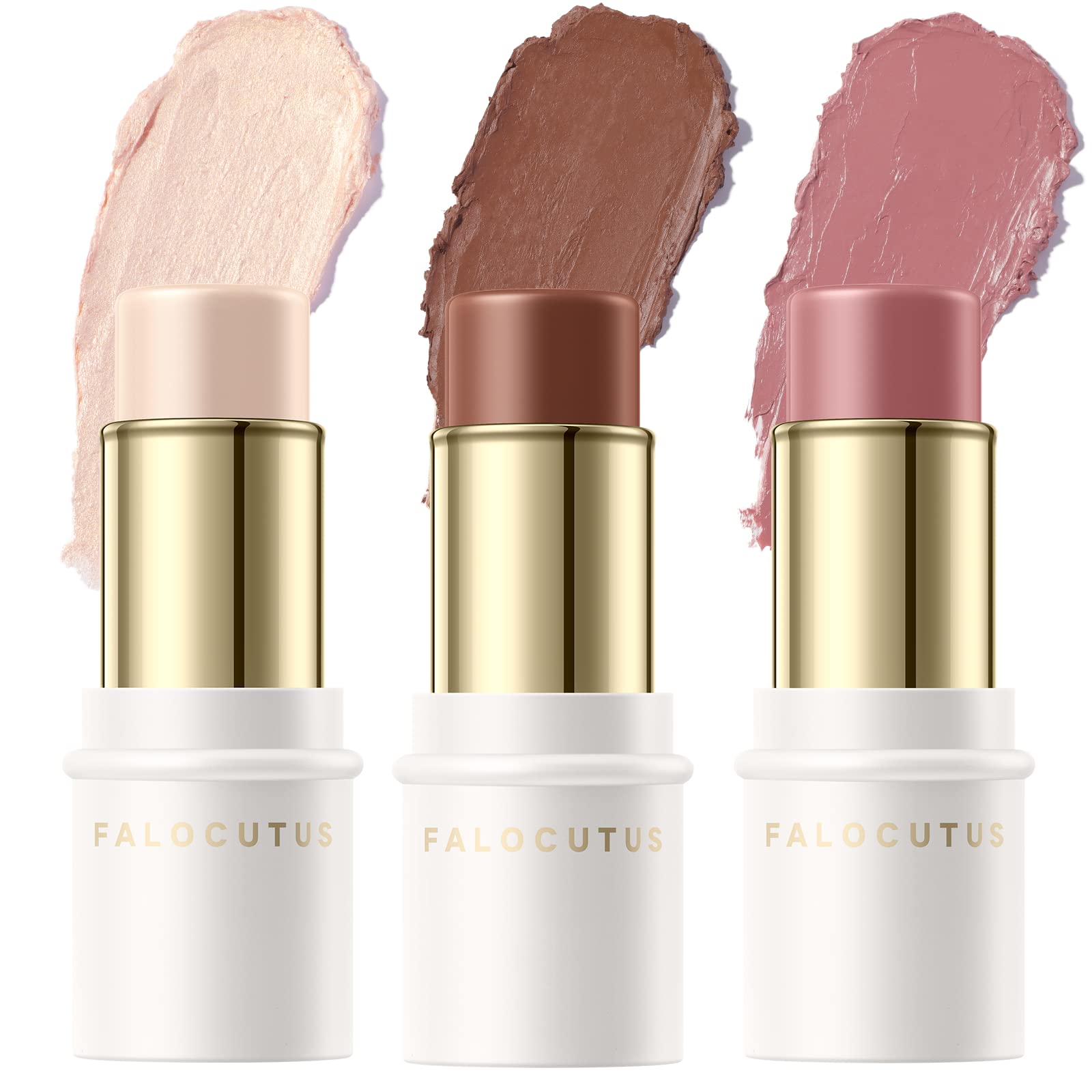 FALOCUTUS 3 Pcs NEUTRAL Contour Stick Set,Cream Blush & Highlighter Bronzer Pen,Long Lasting & Smooth Natural Face Contouring Illuminator,Professional Makeup Kit for All Skin Falocutus Au supplements