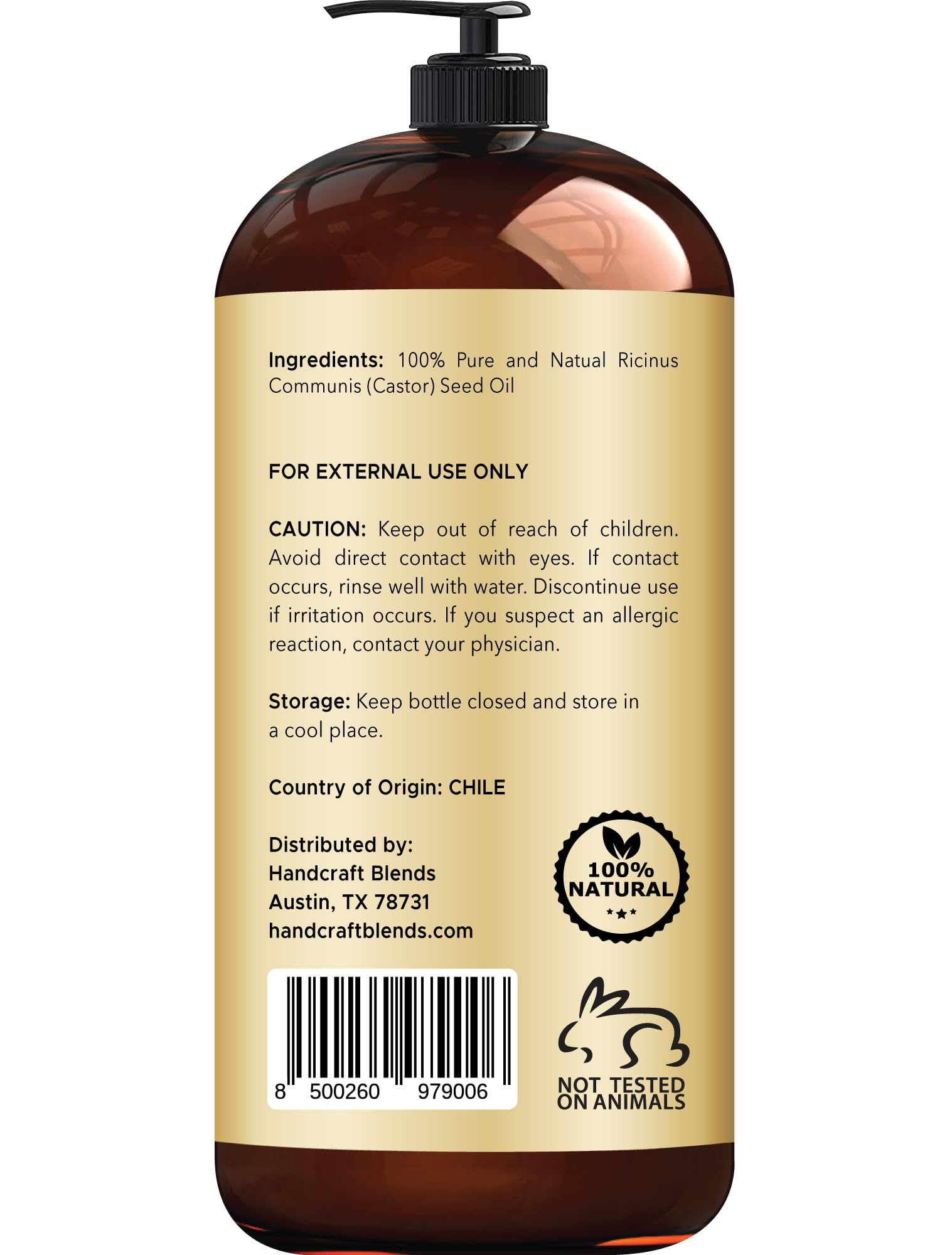 Handcraft Blends Jamaican Black Castor Oil for Hair Growth, Eyelashes and Eyebrows Handcraft Blends Au supplements