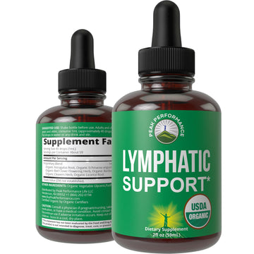 USDA Organic Lymphatic Drainage Drops. Sugar Free, Tasty 6-in-1 Lymph System Support for Detox, Cleanse. Vegan Supplement with Astragalus, Echinacea, Red Clover, Cleavers Herb, Licorice & Burdock Root Peak Performance Au supplements