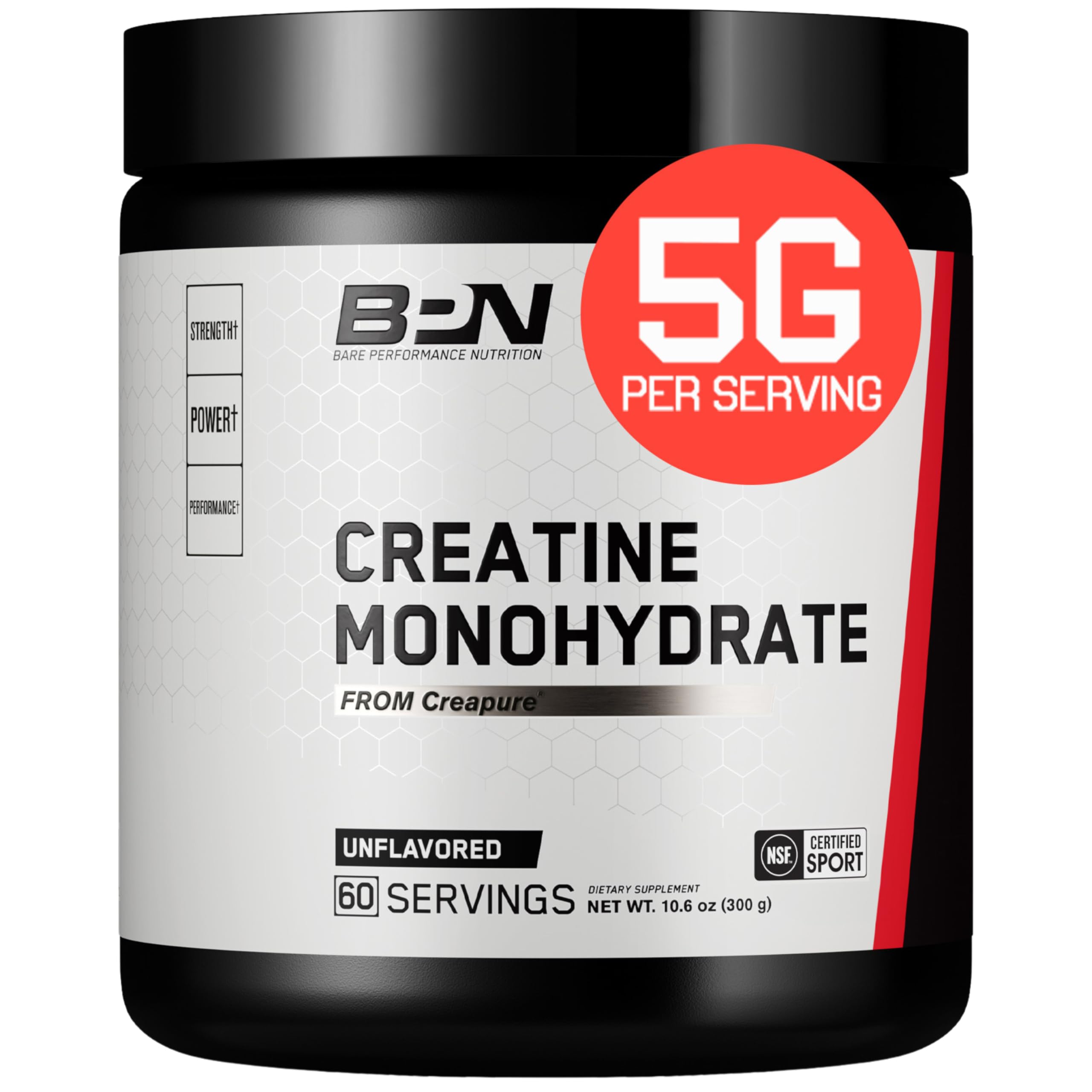 BARE PERFORMANCE NUTRITION, BPN Pure Creatine Monohydrate Powder by Creapure, 5g of Creatine per Serving, Supports Muscle Growth, Unflavored Creatine Powder, 60 Servings BARE PERFORMANCE NUTRITION Au supplements