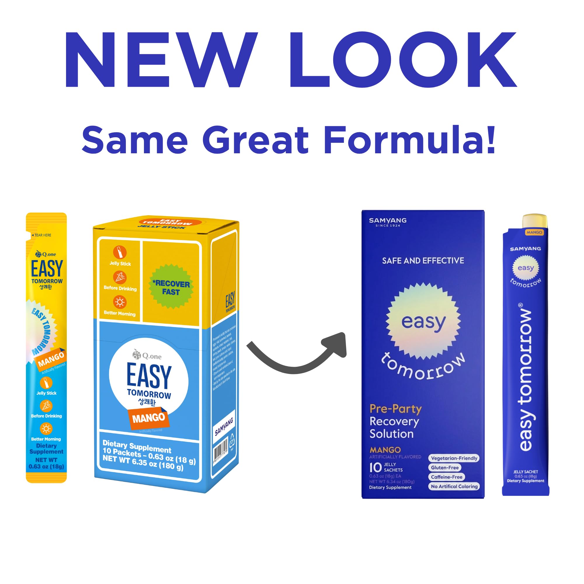 EASY TOMORROW - Natural Energy & Morning Vitality Jelly Stick - Daily Korean Skin Health Supplement & After Drinking Support with DHM & Glutathione - K-Beauty Inspired (Mango Flavor, 10 Sticks) EASY TOMORROW Au supplements