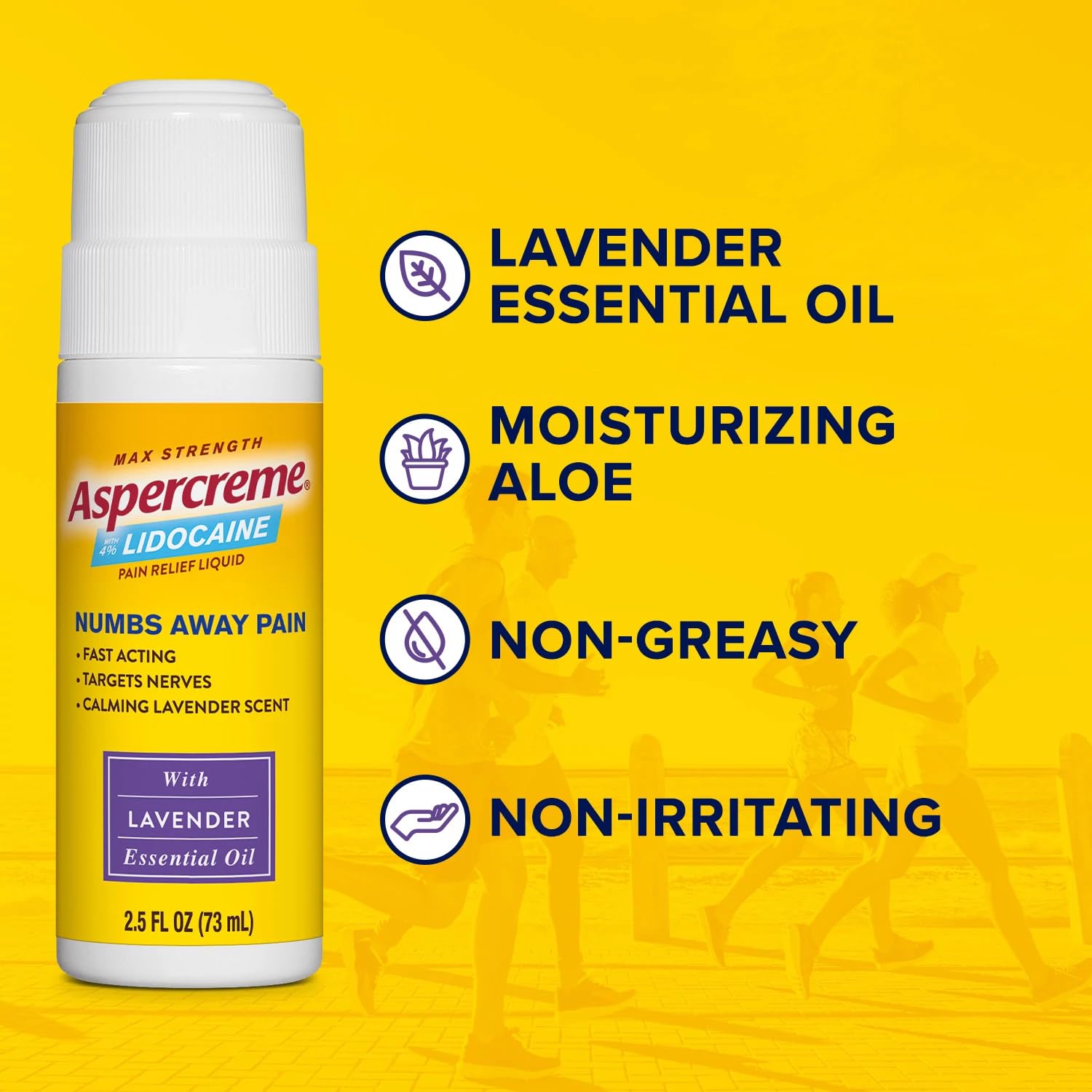 Aspercreme Essential Oils Lidocaine Pain Relief with No-Mess Roll-On Applicator, Max-Strength Lidocaine Numbs Away Nerve Pain, Moisturizing Aloe Hydrates Skin, Lavender, 2.5 Oz., 2pk Aspercreme Au supplements