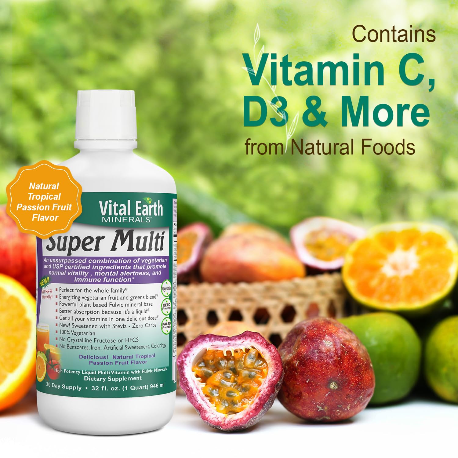 Vital Earth Minerals Detox and Wellness Support – Fulvic Humic Mineral Blend with 70+ Trace Minerals + Super Multi, Liquid Multivitamins, MTHFR Enhancement, 32 OZ Ea Vital Earth Minerals Au supplements