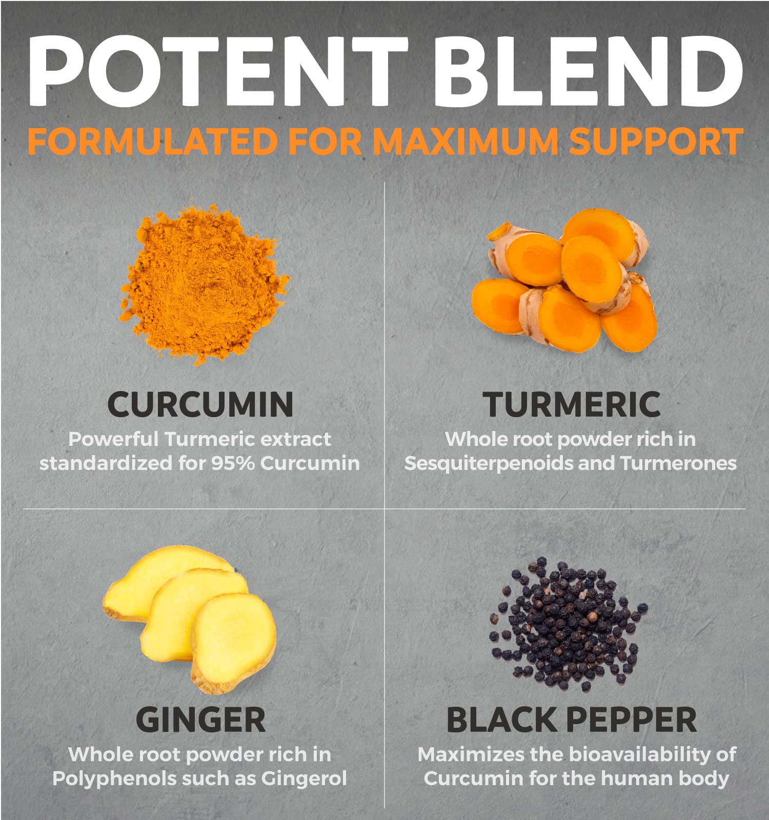 USDA Organic Turmeric Curcumin with Black Pepper and Ginger (2 Month Supply) PURE CO Au supplements