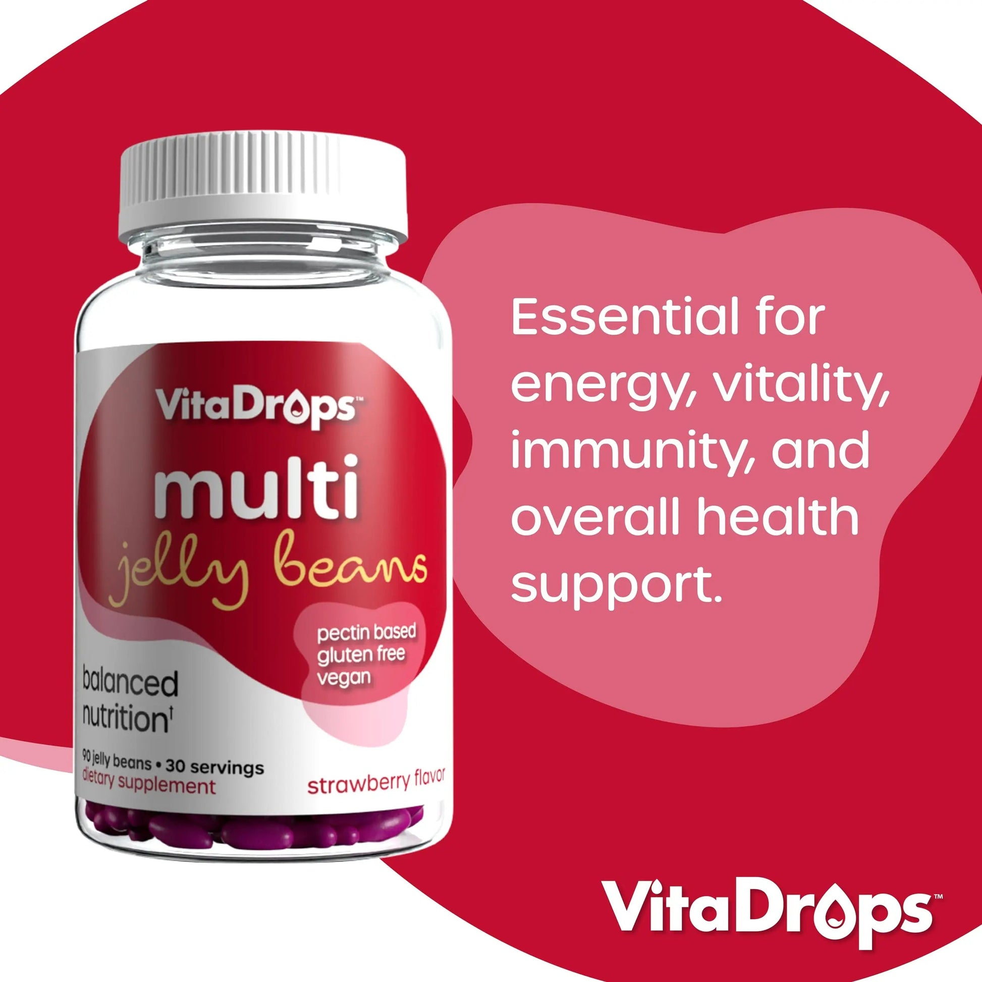 VitaDrops Multivitamin Jelly Beans, Women & Men, Source of Vitamin A C D E B-3 B-6 & Biotin, Supports Immune System, Pectin Based VitaDrops Au supplements