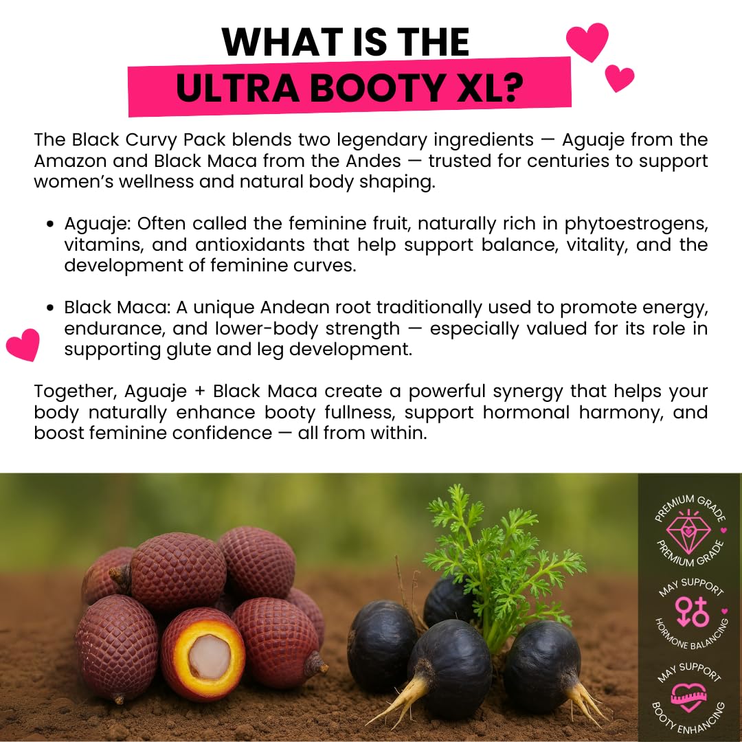 Curvy Fruit Maximum Booty Growth – Ultra Booty Powder with Aguaje + Black Maca – Glute Volume Supplement for Women Curvy Fruit Au supplements