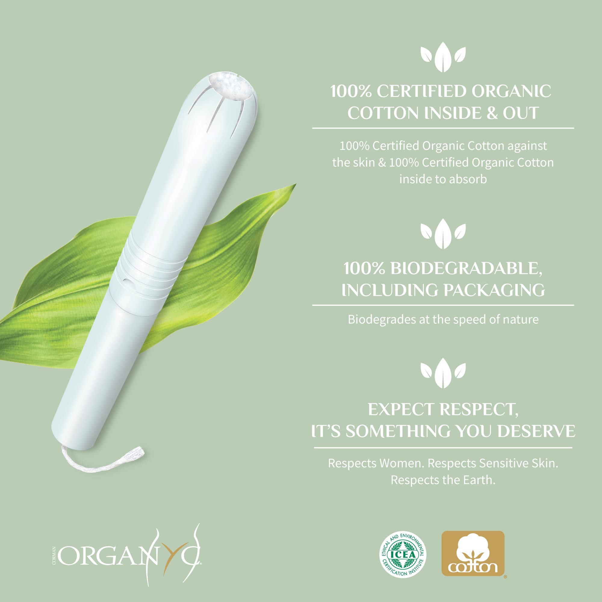 Organyc 100% Certified Organic Cotton Tampons - Cardboard Applicator, Free from Chlorine, Perfumes Organyc Au supplements