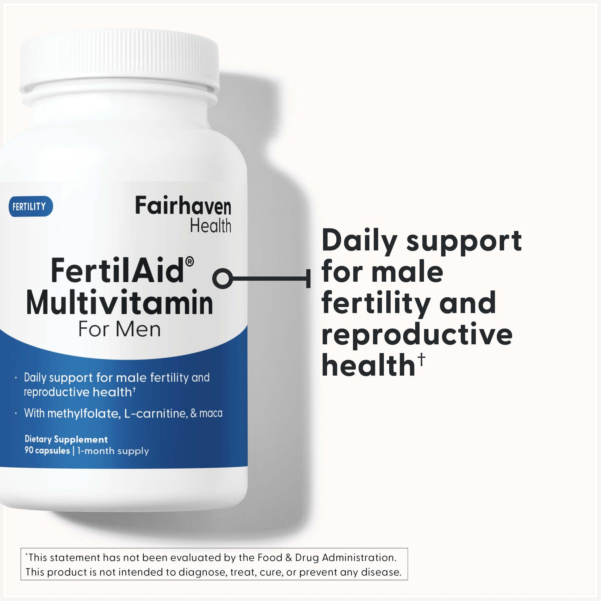 Fairhaven Health FertilAid for Men | Male Fertility Supplement for Count and Motility | Pre-Conception Support with L-Carnitine, CoQ10, Maca and Zinc | 90 Capsules | 3 Month Supply Fairhaven Health Au supplements