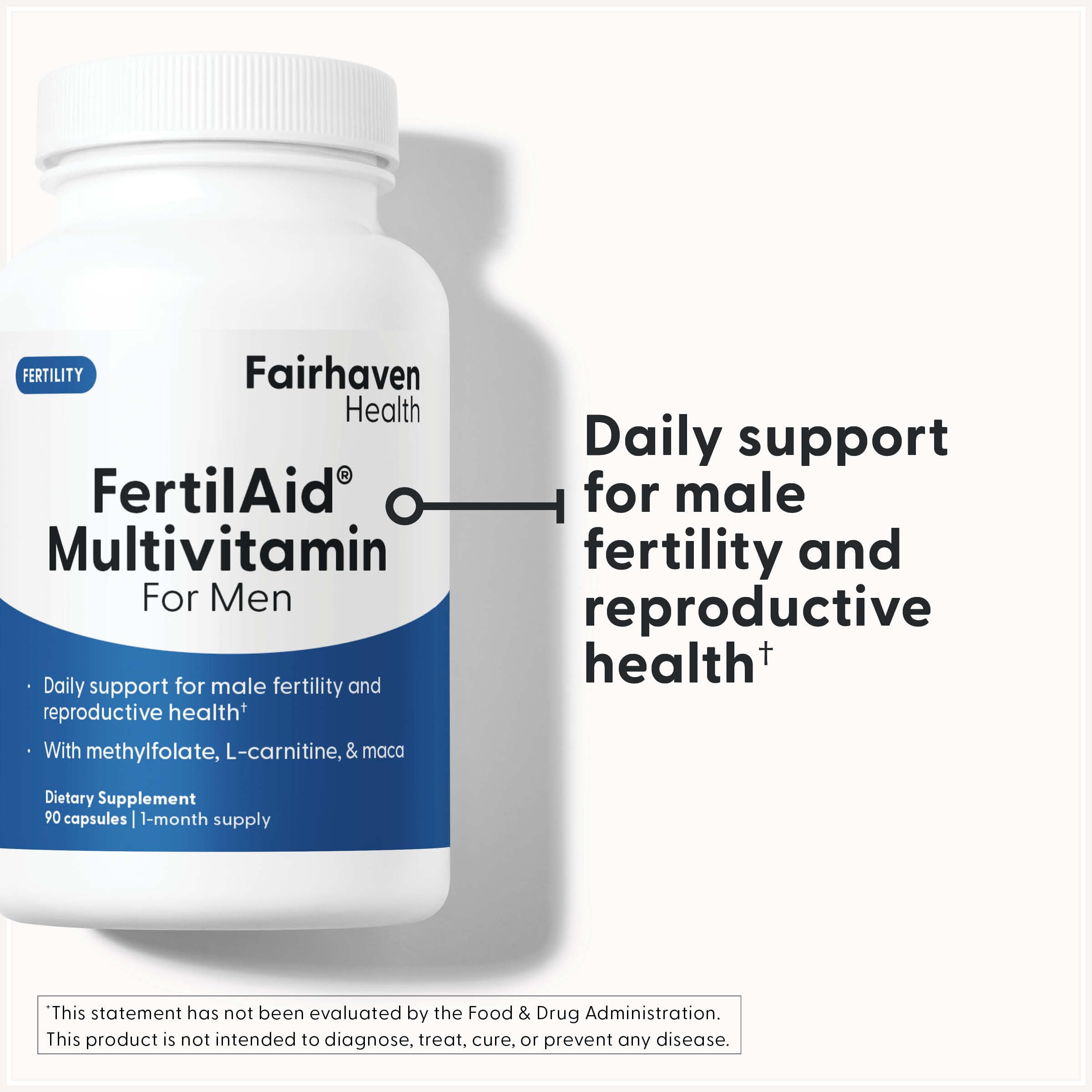 Fairhaven Health FertilAid for Men | Male Fertility Supplement for Count and Motility | Pre-Conception Support with L-Carnitine, CoQ10, Maca and Zinc | 90 Capsules | 3 Month Supply Fairhaven Health Au supplements