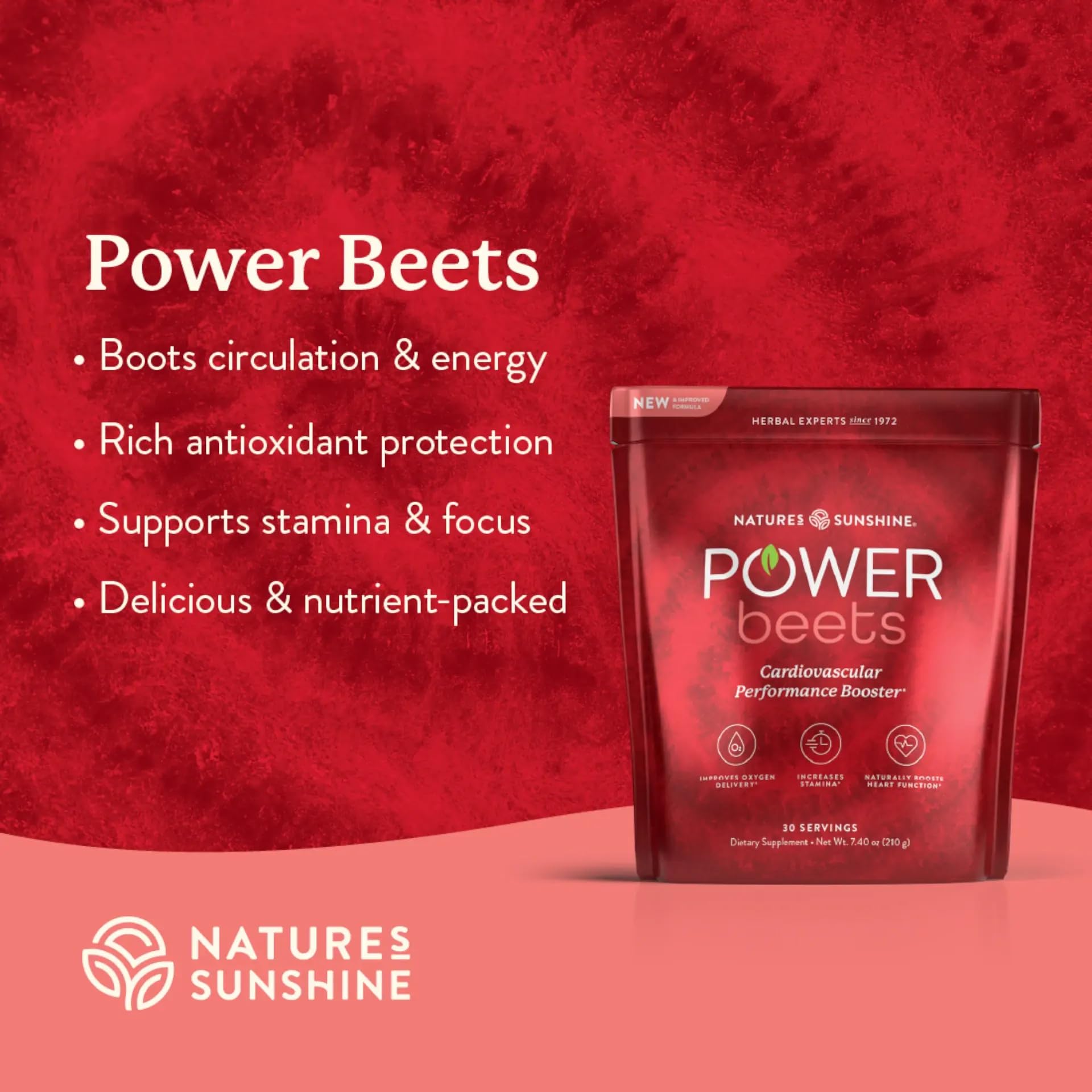 Nature's Sunshine Power Beets – Patented Nutrient Blend of Beet Root Powder and Nutrients to Promote Performance, Mental Clarity, & Vitality – Non-GMO, Soy & Gluten Free – 24 to-Go Packs Nature's Sunshine Au supplements