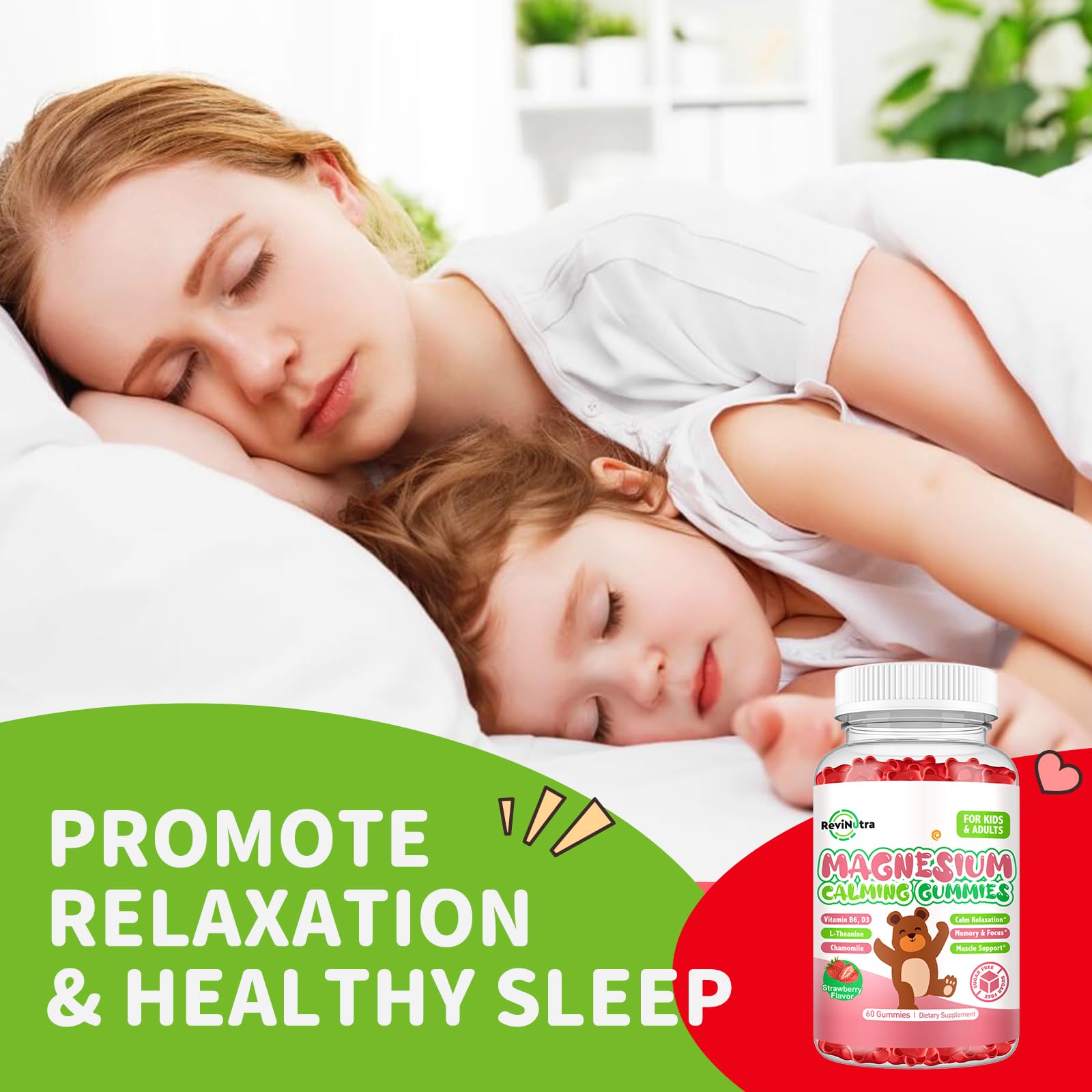 Magnesium Gummies for Kids - Magnesium Glycinate Gummies Supplement with L-Theanine, Vitamin B6, D3 for Kids & Adults Sleep, Calm, Relaxation, Brain, Bones, Sugar Free Strawberry 60ct ReviNutra Au supplements