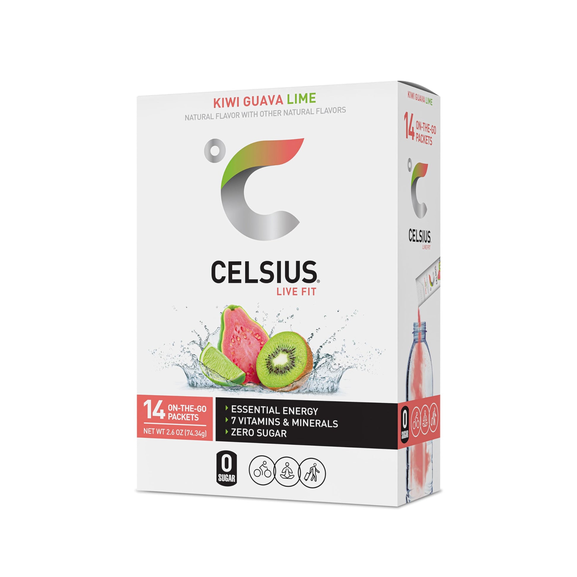 CELSIUS Kiwi Guava Lime On-the-Go Powder Stick Packs, Zero Sugar , 14 Count (Pack of 1) CELSIUS Au supplements