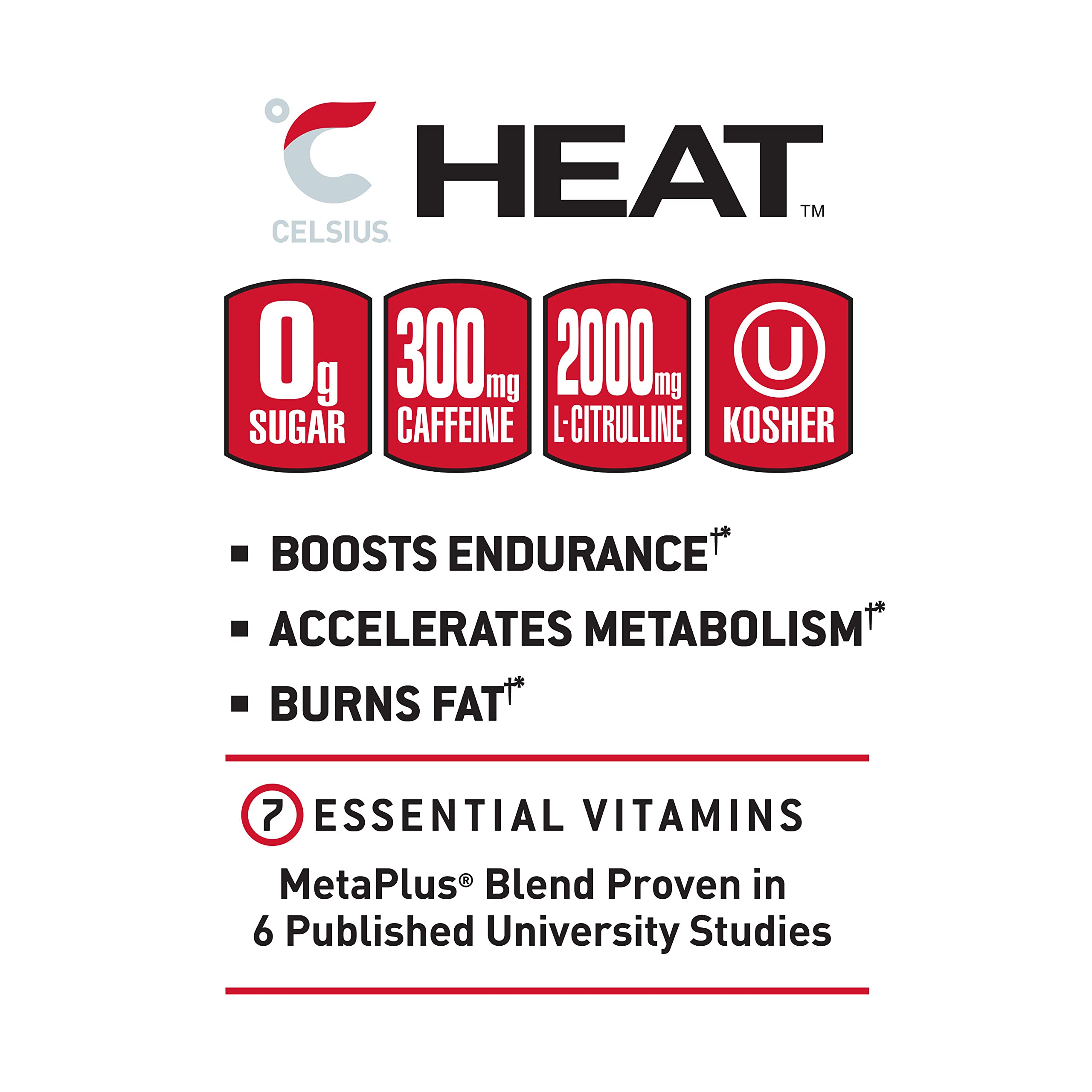CELSIUS HEAT Inferno Punch Performance Energy Drink, Zero Sugar, 16oz. Can (Pack of 12) CELSIUS Au supplements