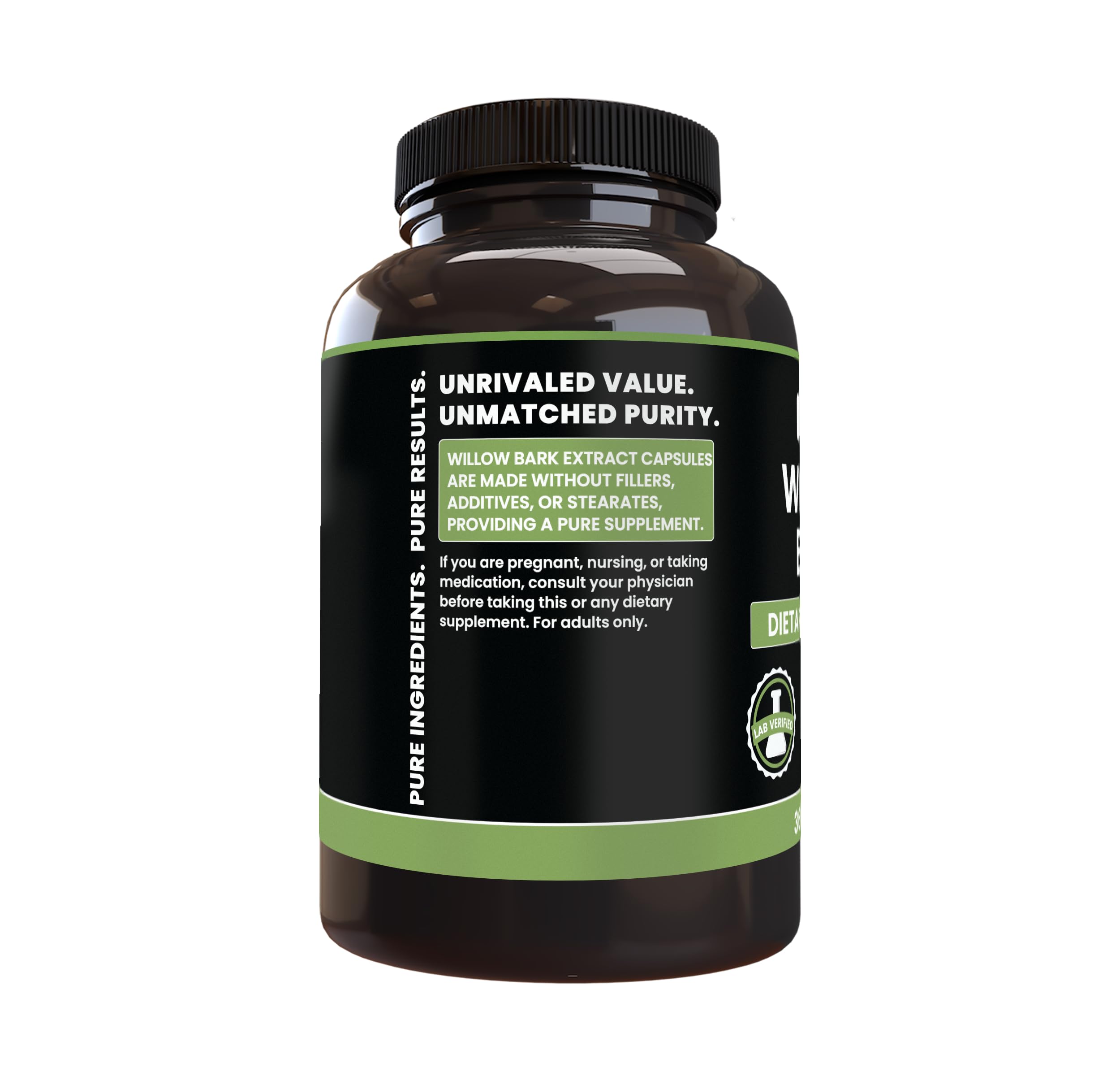 PURE ORIGINAL INGREDIENTS Willow Bark Extract (365 Capsules) No Magnesium Or Rice Fillers, Always Pure, Lab Verified PURE ORIGINAL INGREDIENTS Au supplements