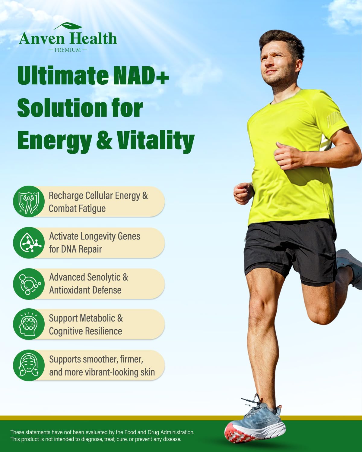 Liposomal NAD+ Resveratrol Supplement - NMN Alternative with Trans-Resveratrol, Quercetin & Fisetin - NAD Plus Booting for Women and Men, Support Cellular Energy & Healthy Aging, Non-GMO | 60 Capsules Anven Health Au supplements