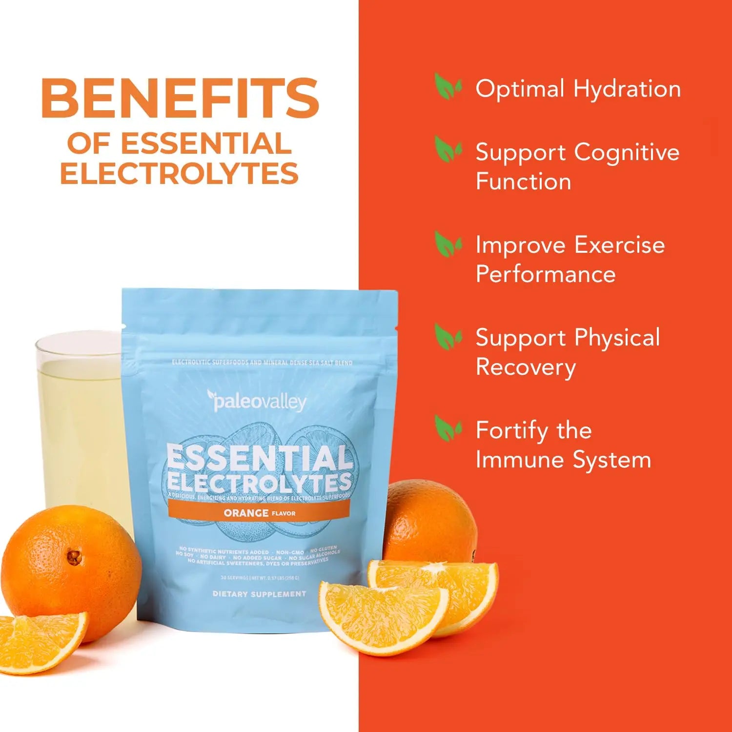 Paleovalley Essential Electrolytes Powder - Full Spectrum Orange Electrolyte Powder for Hydration, Energy and Muscle Recovery - No Sugar Added - 30 Servings Paleovalley Au supplements