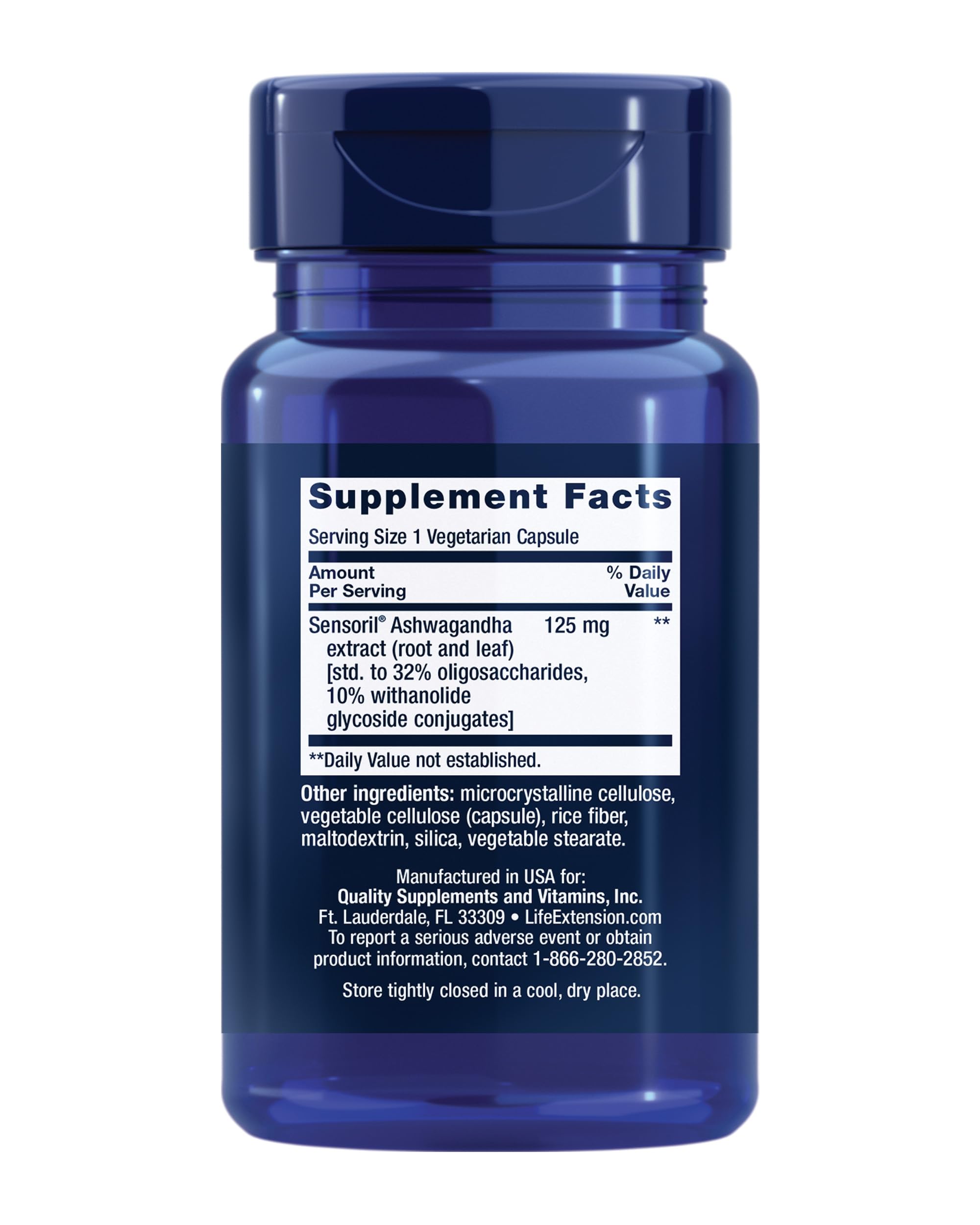 Life Extension Optimized Ashwagandha - Stress Management Supplement for a Healthy Stress Response, Focus, Memory, Stress Relief - Vegetarian, Gluten-Free, Non-GMO, 60 Capsules Life Extension Au supplements
