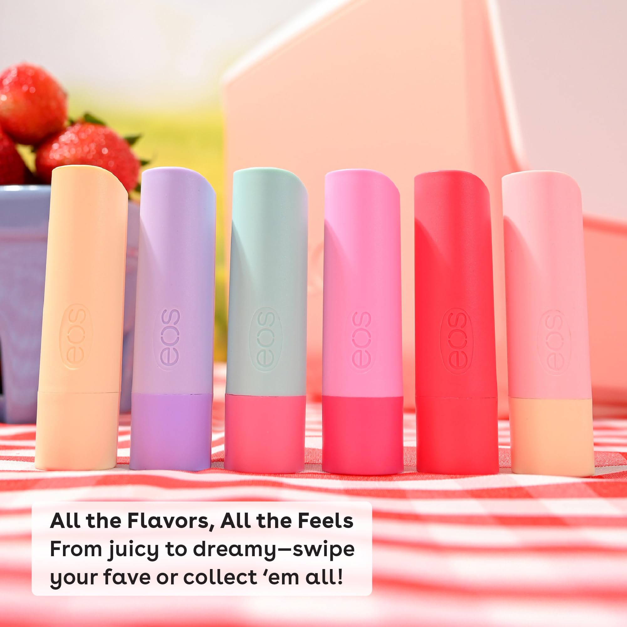 eos 100% Natural & Organic Lip Balm - Strawberry Sorbet, All-Day Moisture, Dermatologist Recommended for Sensitive Skin Care, Lip Care Products, 0.25 oz
