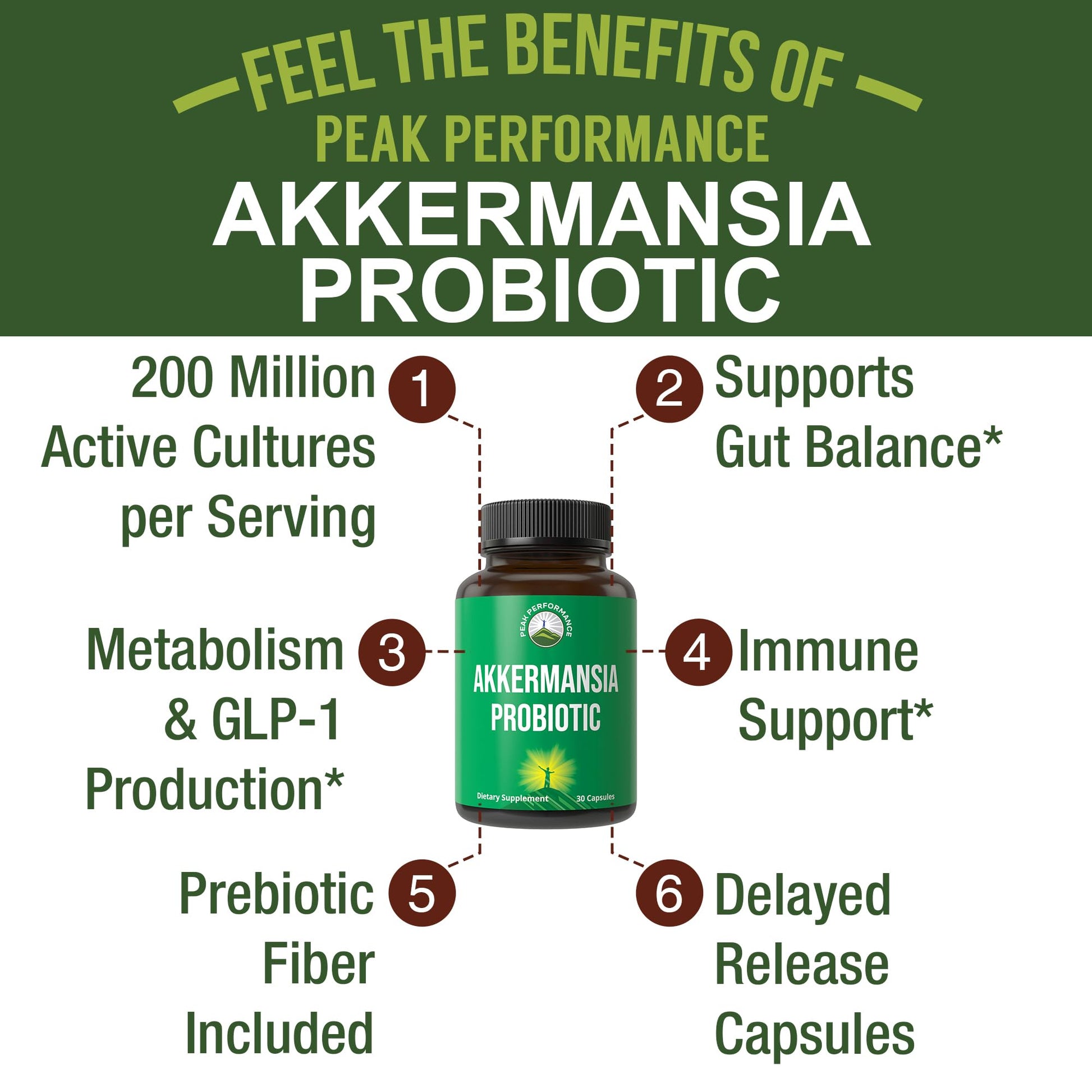 Akkermansia Probiotic to Increase GLP-1 Production. Ultra High Strength Akkermansia Muciniphila Live Strain with Prebiotic Fiber for Gut Health & Microbiome Balance. Delayed Release, 3rd Party Tested Peak Performance Au supplements