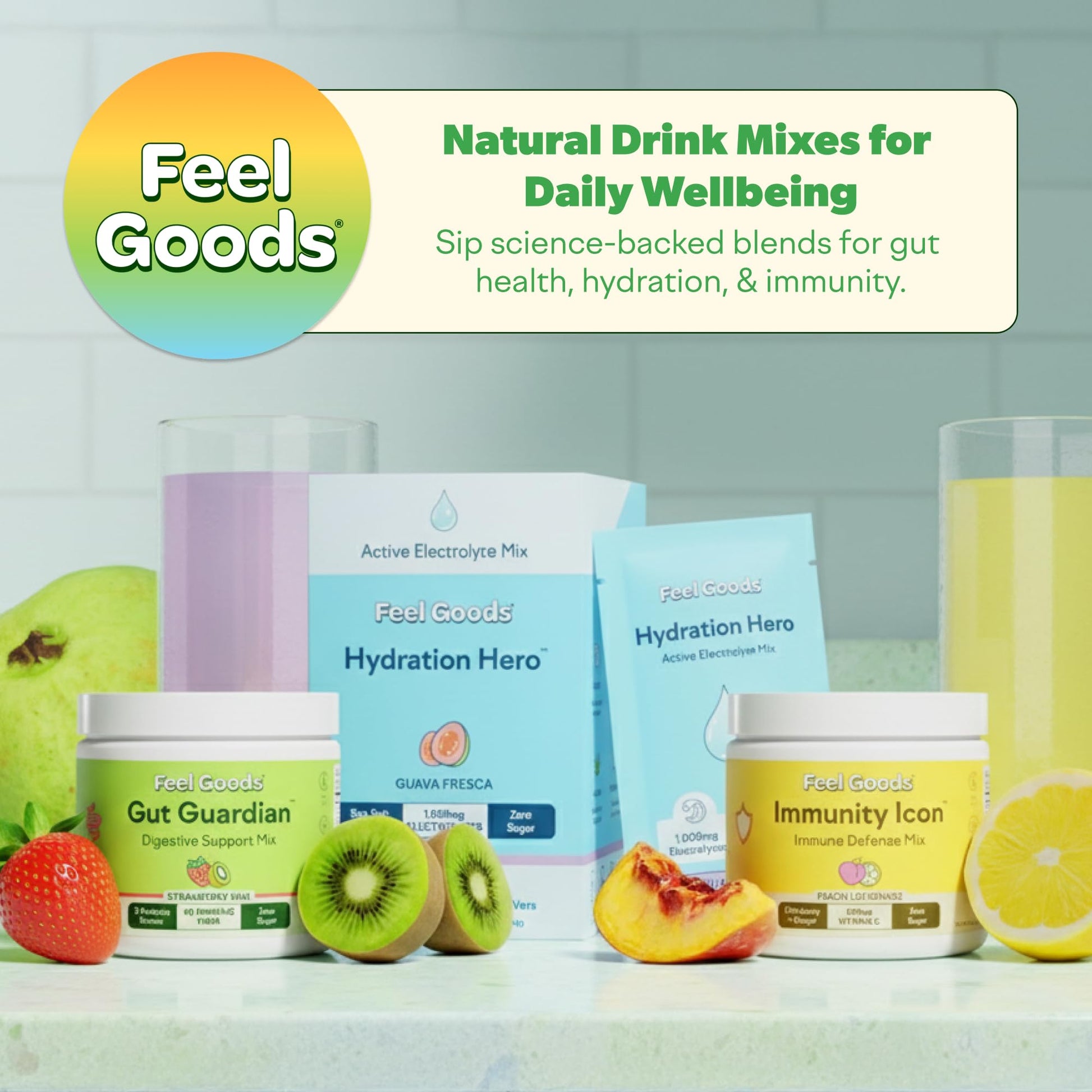 Feel Goods Gut Guardian, Gut Health Powder Packets - Probiotic Fiber Powder with Prebiotics & L Glutamine for Digestive Health, Bloating Relief & Digestion Support - Zero Sugar & Organic Flavor Feel Goods Au supplements