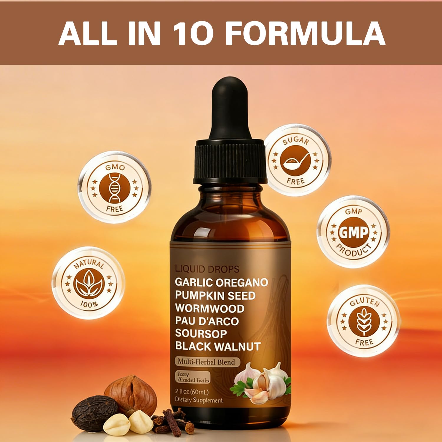 SERSANVE Natural Black Walnut Wormwood Gut Cleanse | Black Walnut Clove Drops with Pumpkin Seed, PAU D’Arco, Soursop, Garlic and Oregano | Vegan, Alcohol-Free Formula for Digestion Support, 2 fl oz SERSANVE Au supplements