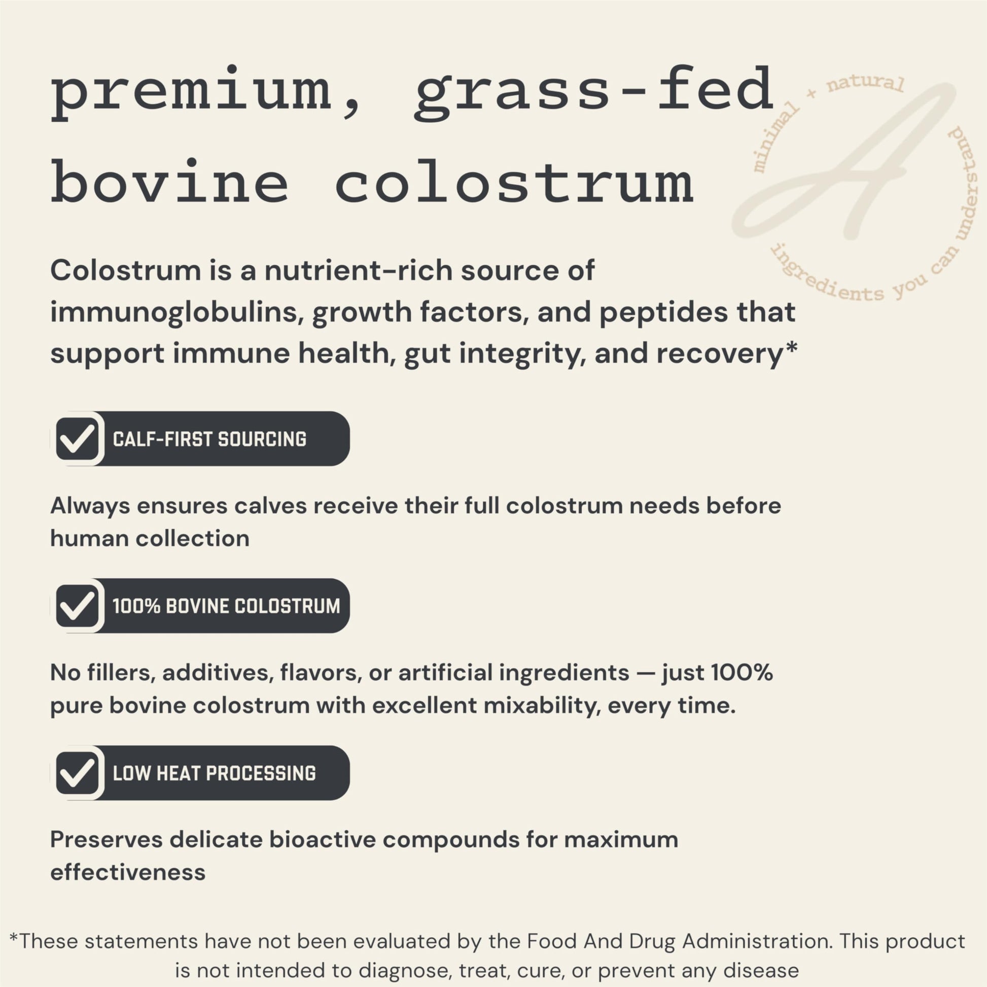 Anea Colostrum - Unflavored | Rich in Immunoglobulins & Lactoferrin | Supports Gut Health, Immunity & Recovery | Calf-First Promise | Made in USA | Made in GMP Facility Anea Nutrition Au supplements