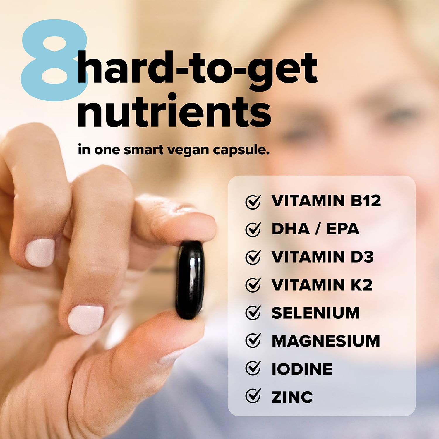 Complement Essential Vegan Multivitamin for Men & Women (30 Servings, 90 Capsules) with Omega-3 DHA & EPA, B12, Vitamin D3 & K2, Zinc, Selenium, Magnesium, Iodine - Supports Immunity & Overall Health Complement Au supplements
