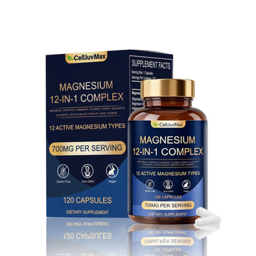 Magnesium 12-in-1 Complex 700mg, with Glycinate & Citrate, Vegan Supplement for Daily Wellness, 120 Capsules (1) WOJJ Au supplements