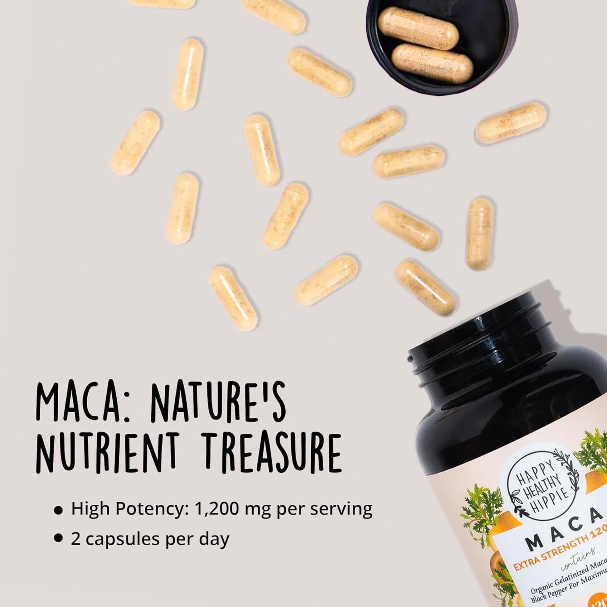 Organic Maca Root Capsules 1200 mg – Libido Booster for Women Fast Acting & Potent | Female Maca Supplement | Energy Pills from Peru | Includes Black Pepper for High Absorption | Vegan, 120 Ct Happy Healthy Hippie Au supplements