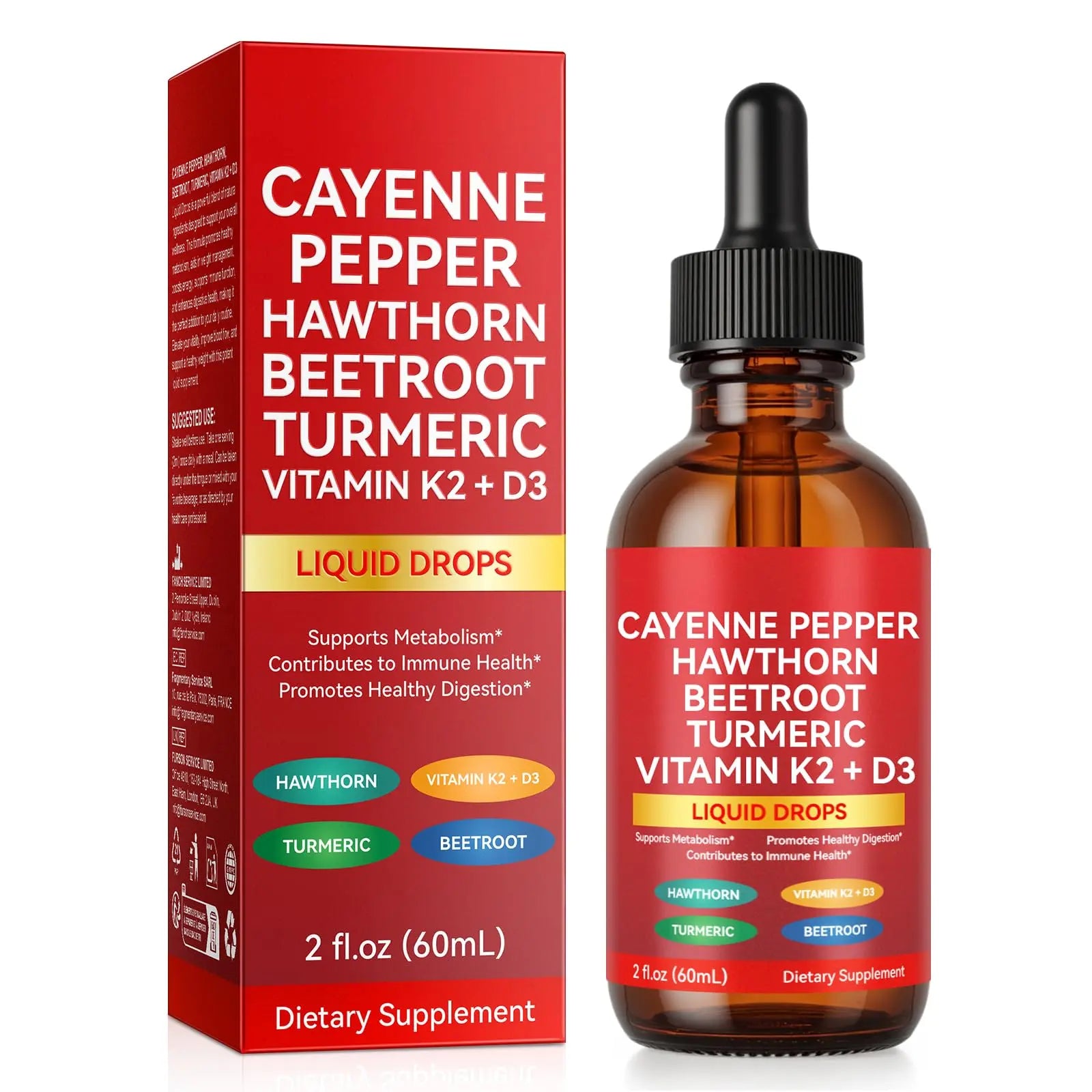 Cayenne Pepper Drops, Cayenne Pepper Extract with Herbal Blend - Includes Hawthorn, Beet Root & Turmeric (1Pack) WHLH & WELL-BEING Au supplements