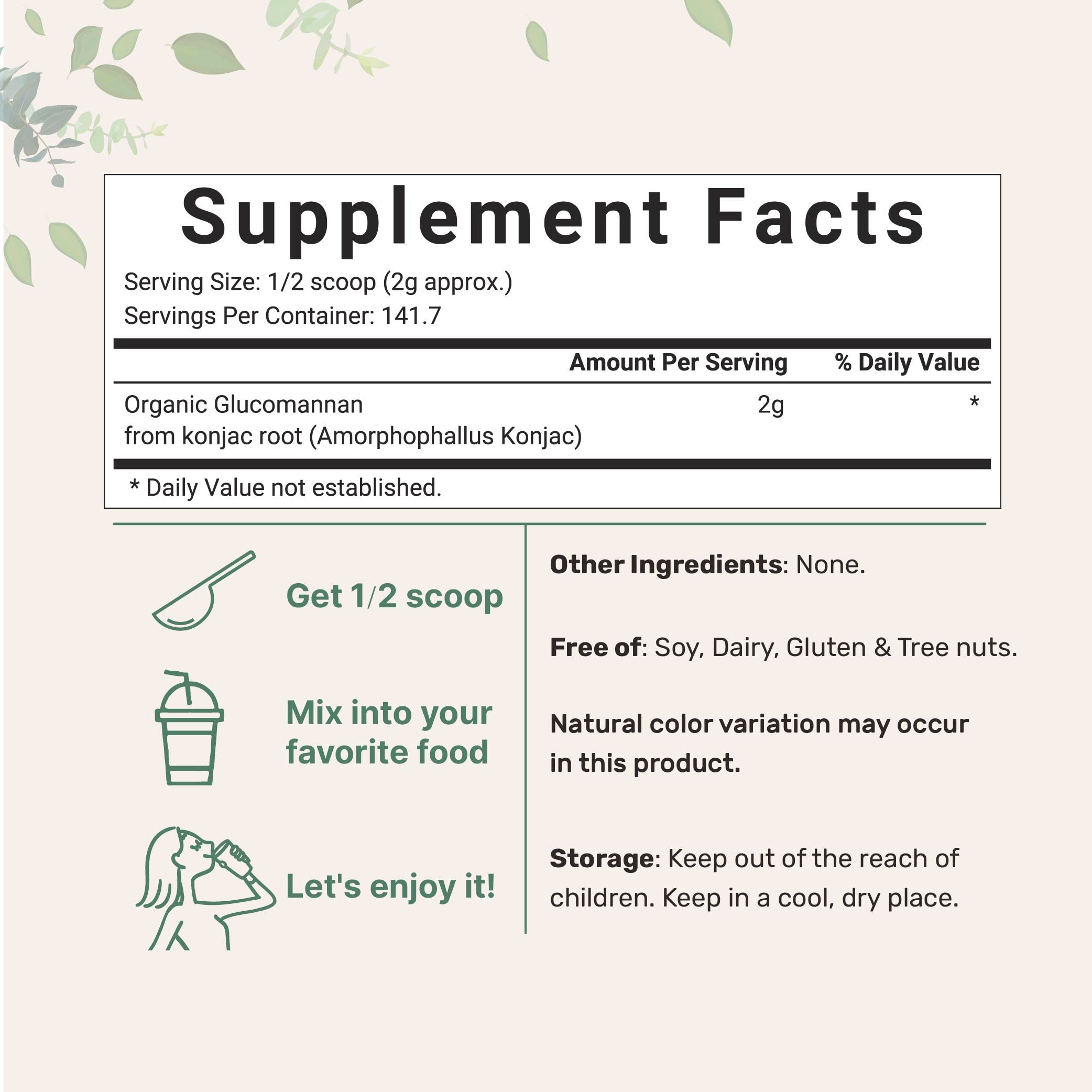 Organic Glucomannan Konjac Root Powder (Konjac Gel Powder), 10 Ounce, Soluble Fiber & Prebiotics Micro Ingredients Au supplements