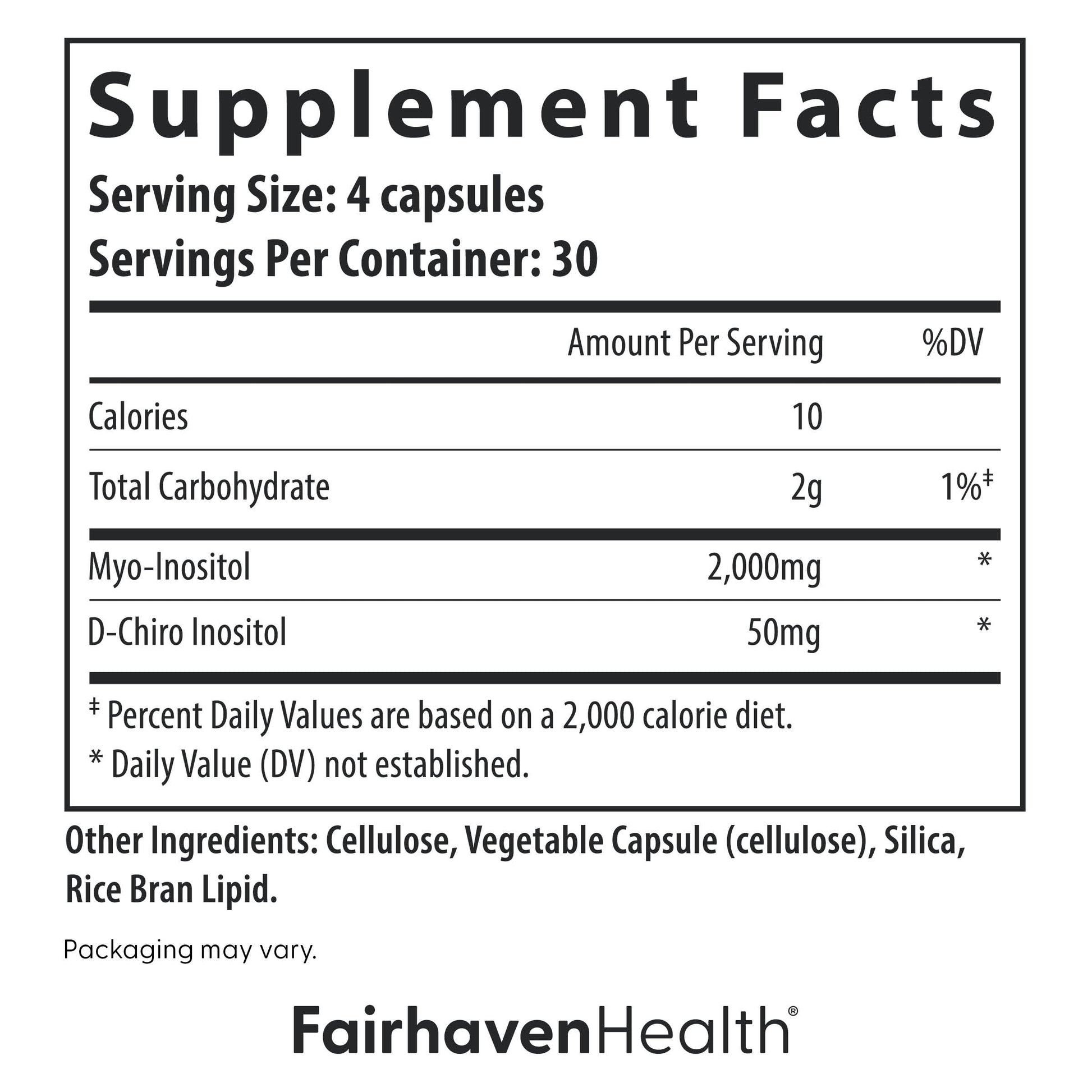 Fairhaven Health Myo-Inositol and D-Chiro Inositol Supplement for Women | 40:1 Ratio | Female Fertility Supplement for Women and Hormone Balance* | Vegan | 120 Myo & D-Chiro Inositol Capsules Fairhaven Health Au supplements