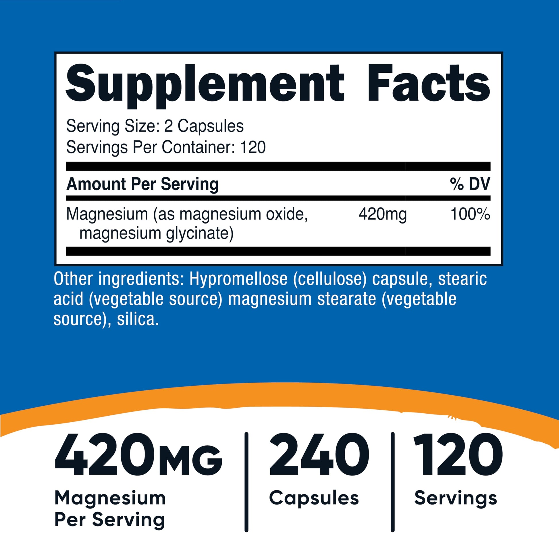 Nutricost Magnesium+ Extra Strength 420mg, 240 Capsules - 120 Servings. Magnesium Oxide and Glycinate - Non-GMO, Gluten Free, Vegan Friendly Nutricost Au supplements