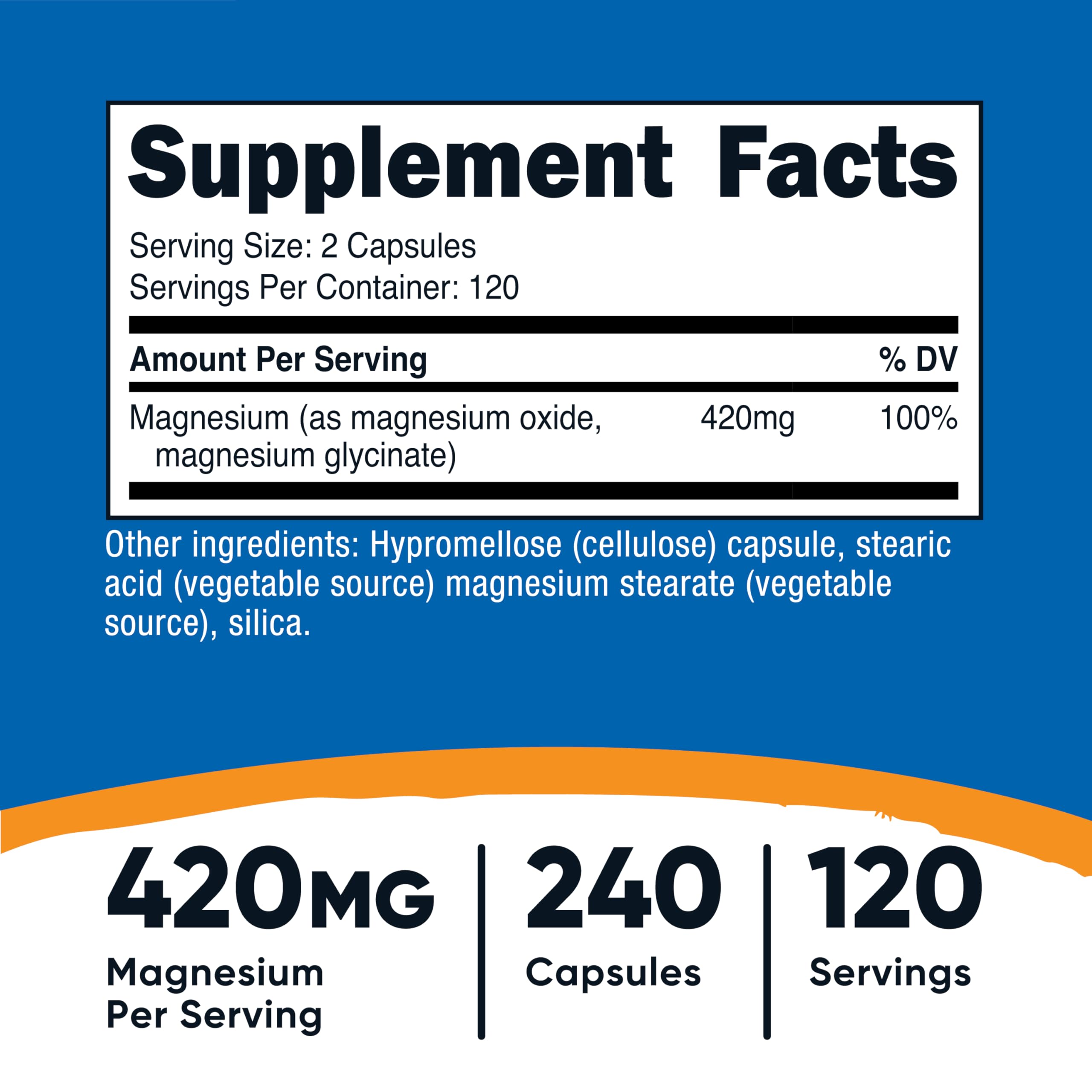 Nutricost Magnesium+ Extra Strength 420mg, 240 Capsules - 120 Servings. Magnesium Oxide and Glycinate - Non-GMO, Gluten Free, Vegan Friendly Nutricost Au supplements