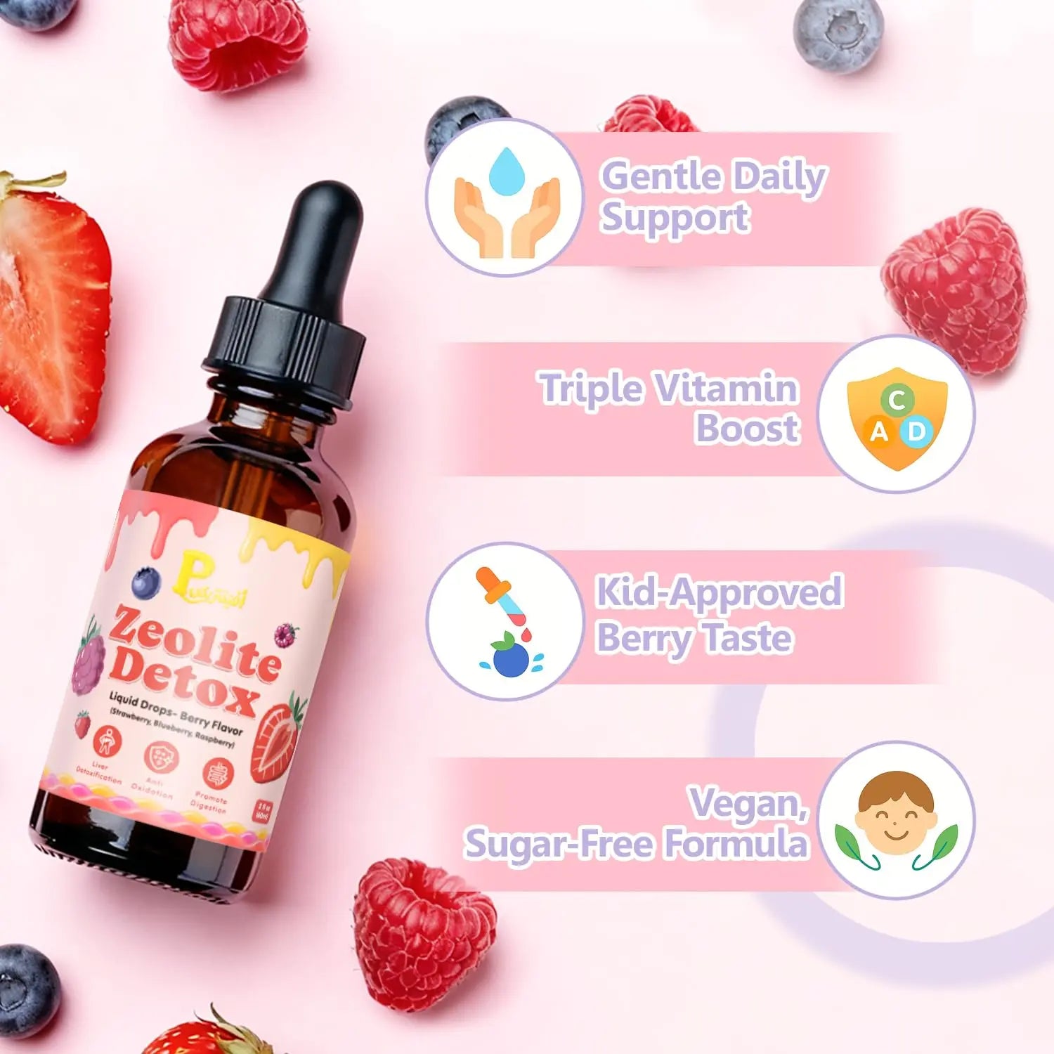 Zeolite Detox Drops for Kids & Kidney Cleanse Drops for Adults - Liquid Supplement Duo with Vitamins C B12 D3, Cranberry, Chanca Piedra, Milk Thistle & Herbal Blend - Mixed Berry & Cranberry Flavor, 6 Pavintrix Au supplements