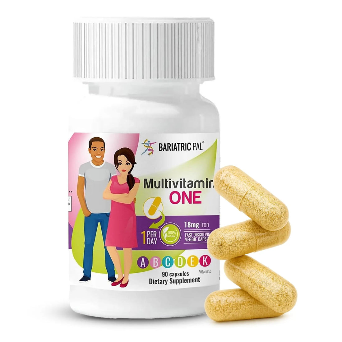 BariatricPal Multivitamin ONE 1 per Day! Bariatric Multivitamin Capsule with 18 mg of Iron | Easy to Swallow Capsule | BariatricPal AU supplements