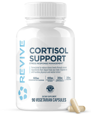 Revive MD Cortisol Manager, 90 Vegetarian Capsules - Cortisol Supplement w/Magnesium & L-Theanine Support Health, Focus, Energy, Fatigue, & Adrenal Gland Function - Vegan & Gluten-Free (30 Servings) Revive Au supplements