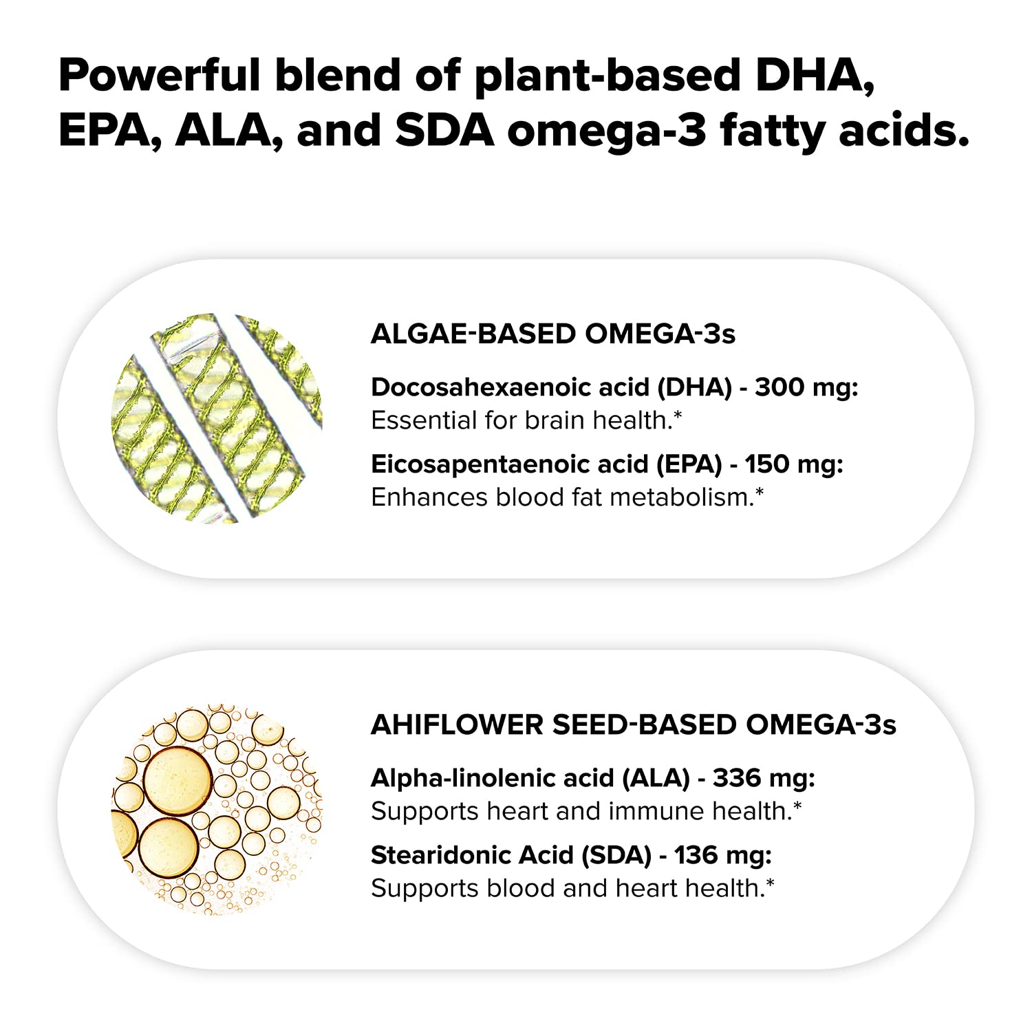 Complement Vegan Omega 3 Supplement- 960mg Omega-3 Fatty Acids, DHA, EPA, SDA, ALA Supplement - Immune Support- 60 Servings, 120 Liquid Capsules Complement Au supplements