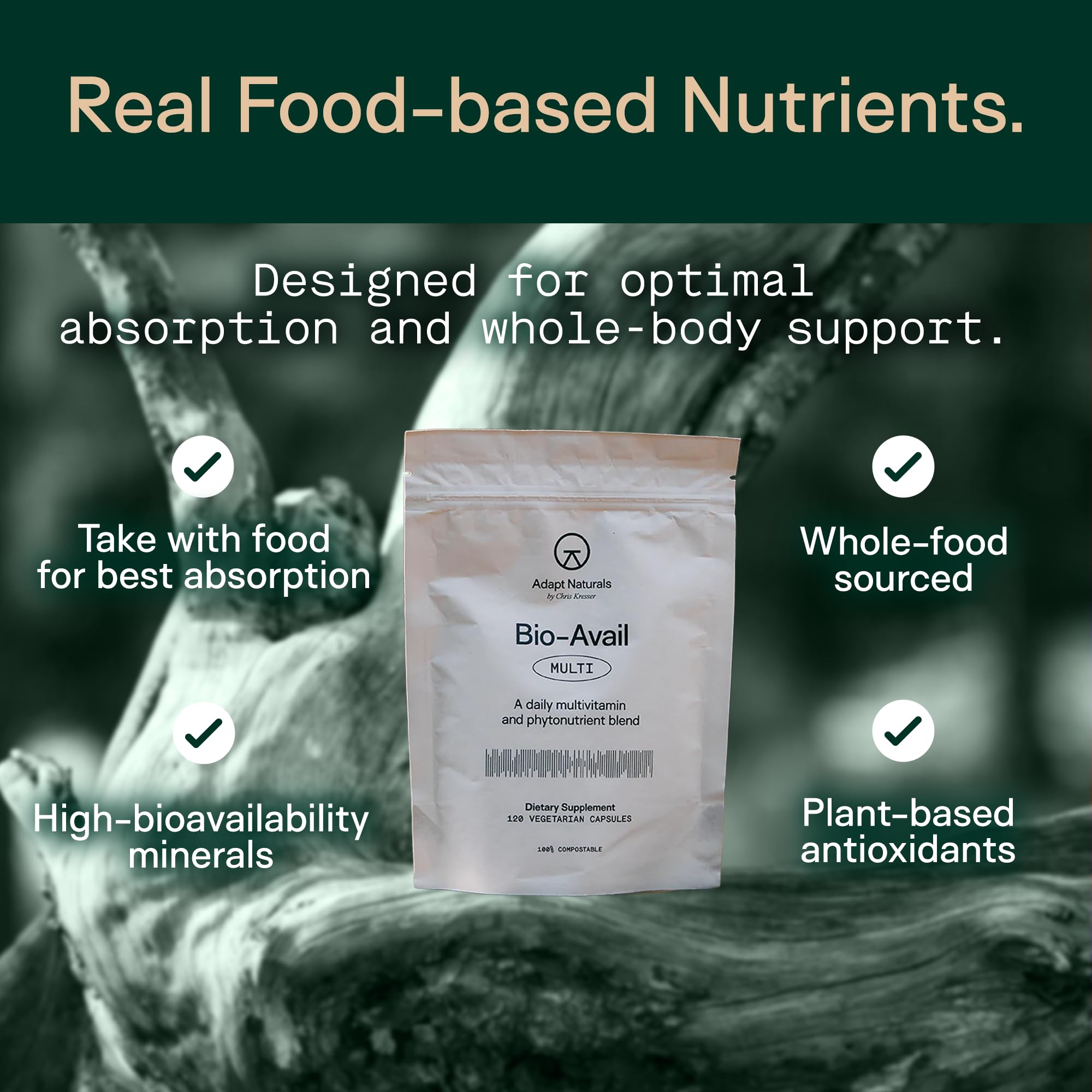 Adapt Naturals Multivitamin for Women & Men, Bioavailable Easy-to-Absorb Multivitamin Daily Supplement with Biotin, Niacin, Vitamin A, B, C, D, E, K1, Zinc, Magnesium - Immune Support - 30 Day Supply ADAPT NATURALS BY CHRIS KRESSER Au supplements