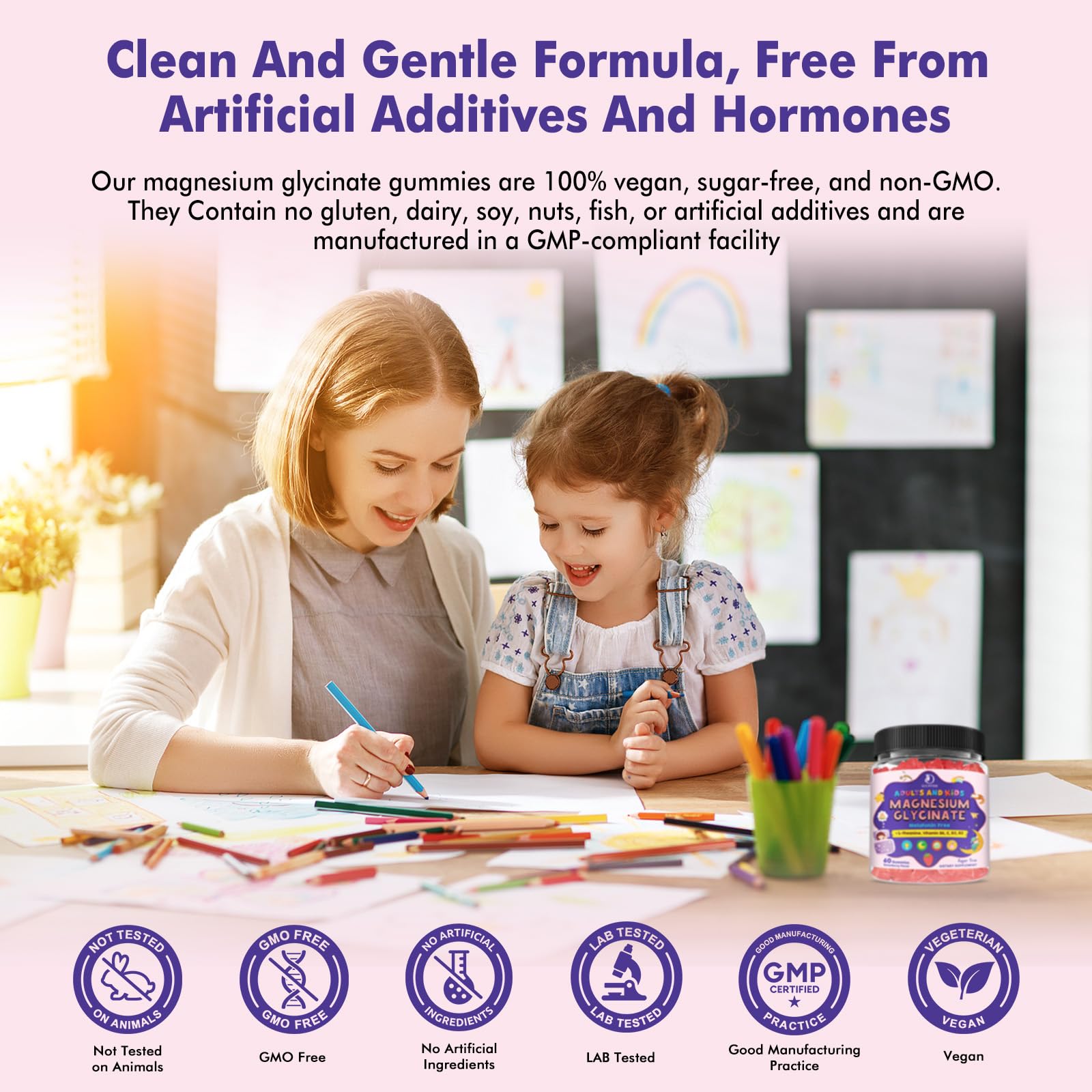 Magnesium Glycinate Gummies for Kids 4+ & Adults- Magnesium Glycinate 150/300 mg for Natural Sleep, Relaxation & Calm Support, Melatonin Free, Sugar Free Strawberry Flavor, 60 Ct LUCNVEM Au supplements
