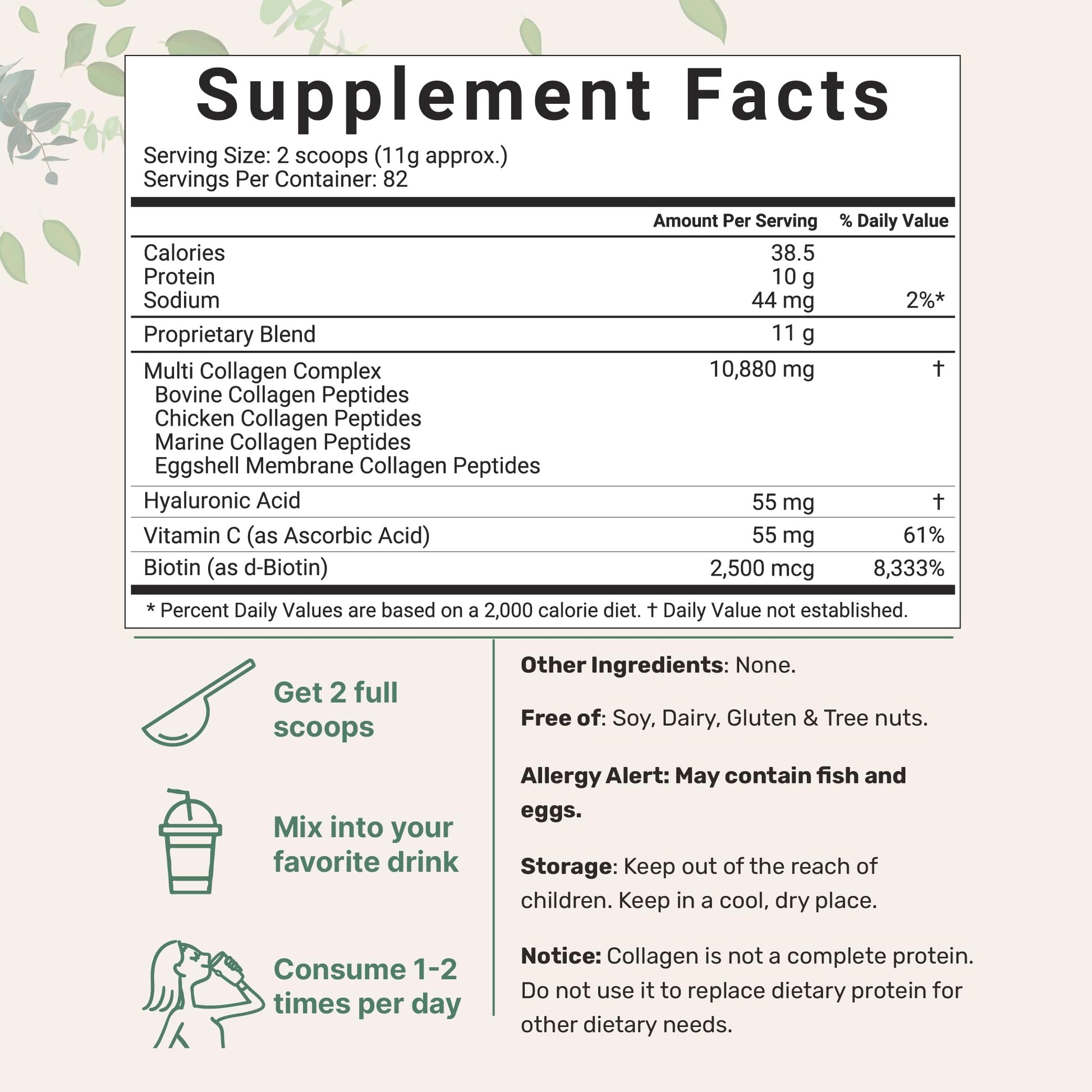 Micro Ingredients Multi Collagen Protein Powder, 2 Pounds – Type I,II,III,V,X with Biotin Micro Ingredients Au supplements