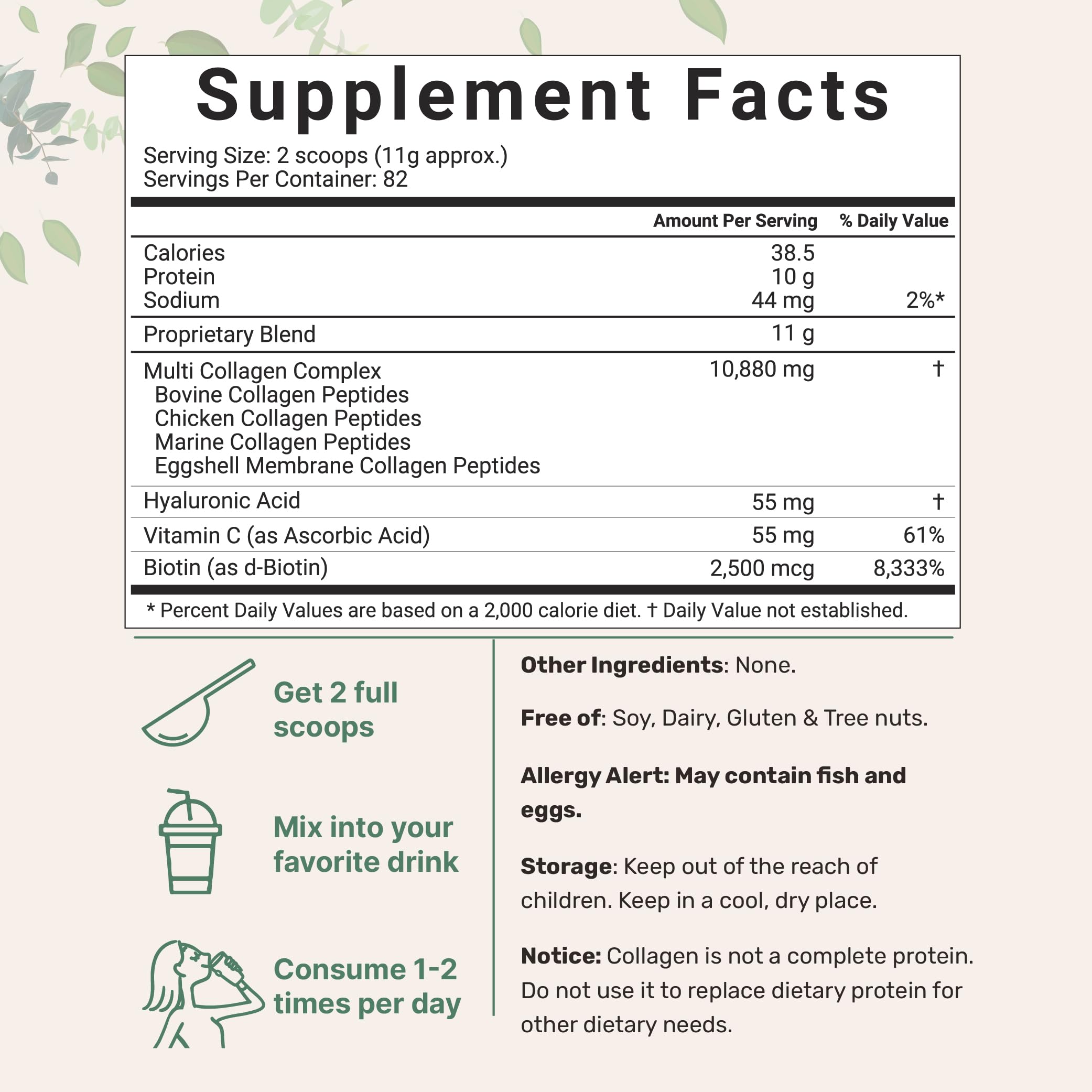 Micro Ingredients Multi Collagen Protein Powder, 2 Pounds – Type I,II,III,V,X with Biotin Micro Ingredients Au supplements