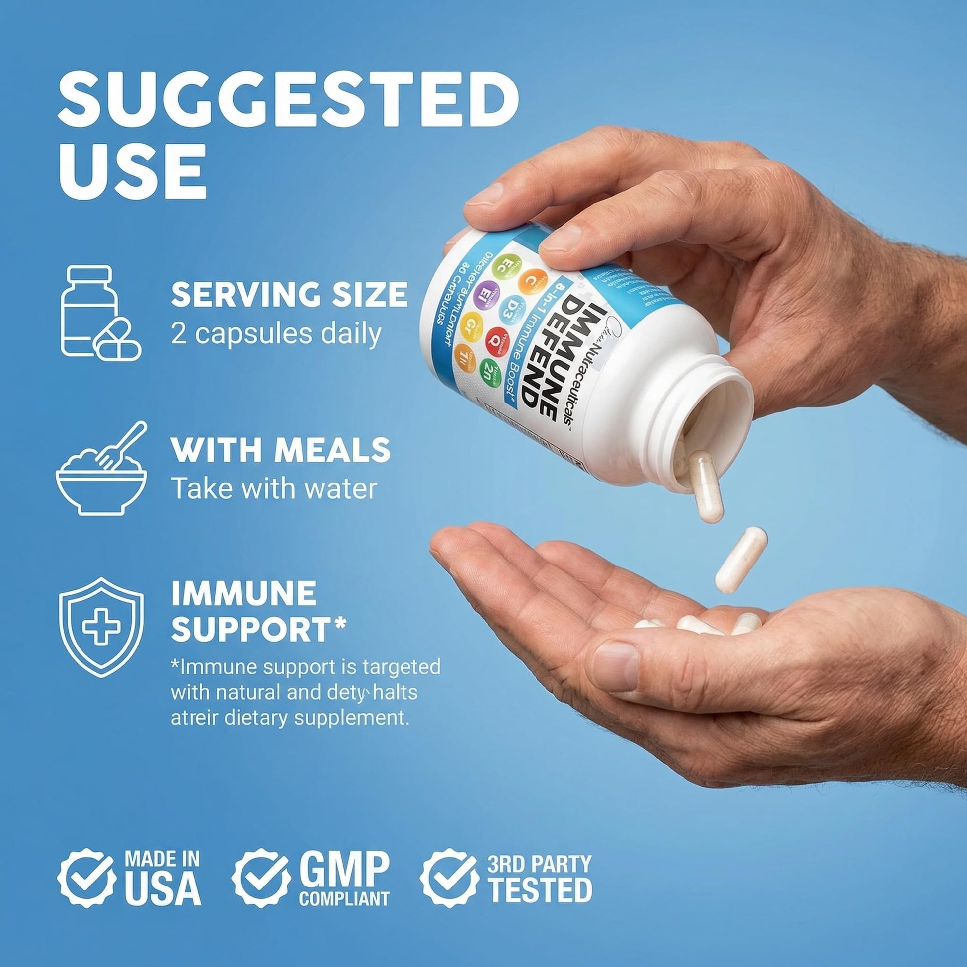 Clean Nutraceuticals Immune Defense Support Supplement 8 in 1 with Zinc 50mg Quercetin, VIT C 1000mg, Vitamin D3 5000 IU, Elderberry, Ginger - Immunity System Booster for Adults, Vegan - 60 Count Clean Nutraceuticals Au supplements