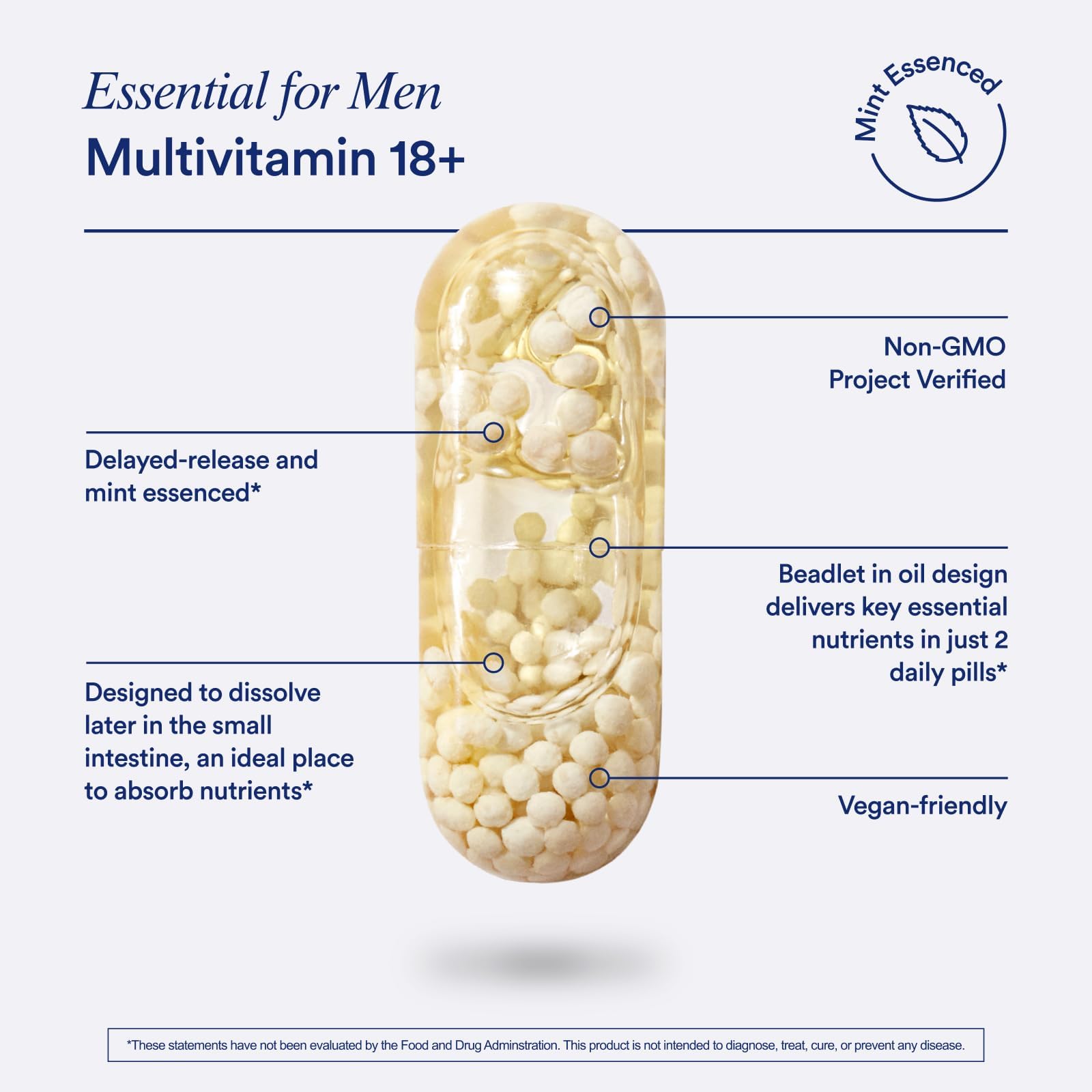 Ritual Men’s 18+ Daily Multivitamin - Key Essential Vitamins and Minerals to Support Energy, Muscle, Heart, Brain Health* - Including Zinc, D3, B12, A, K2 - Vegan - Mint - 60 Capsules - 30 Servings Ritual Au supplements