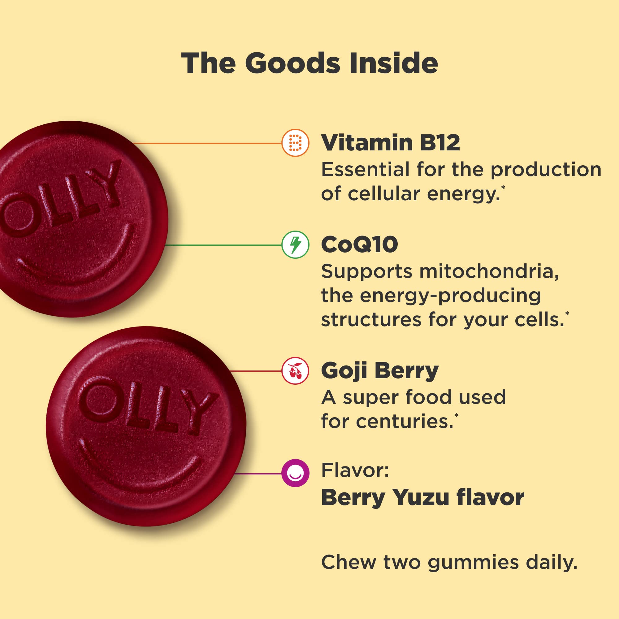 OLLY Extra Strength Daily Energy Gummy, Caffeine Free, 1000mcg Vitamin B12, CoQ10 OLLY Au supplements