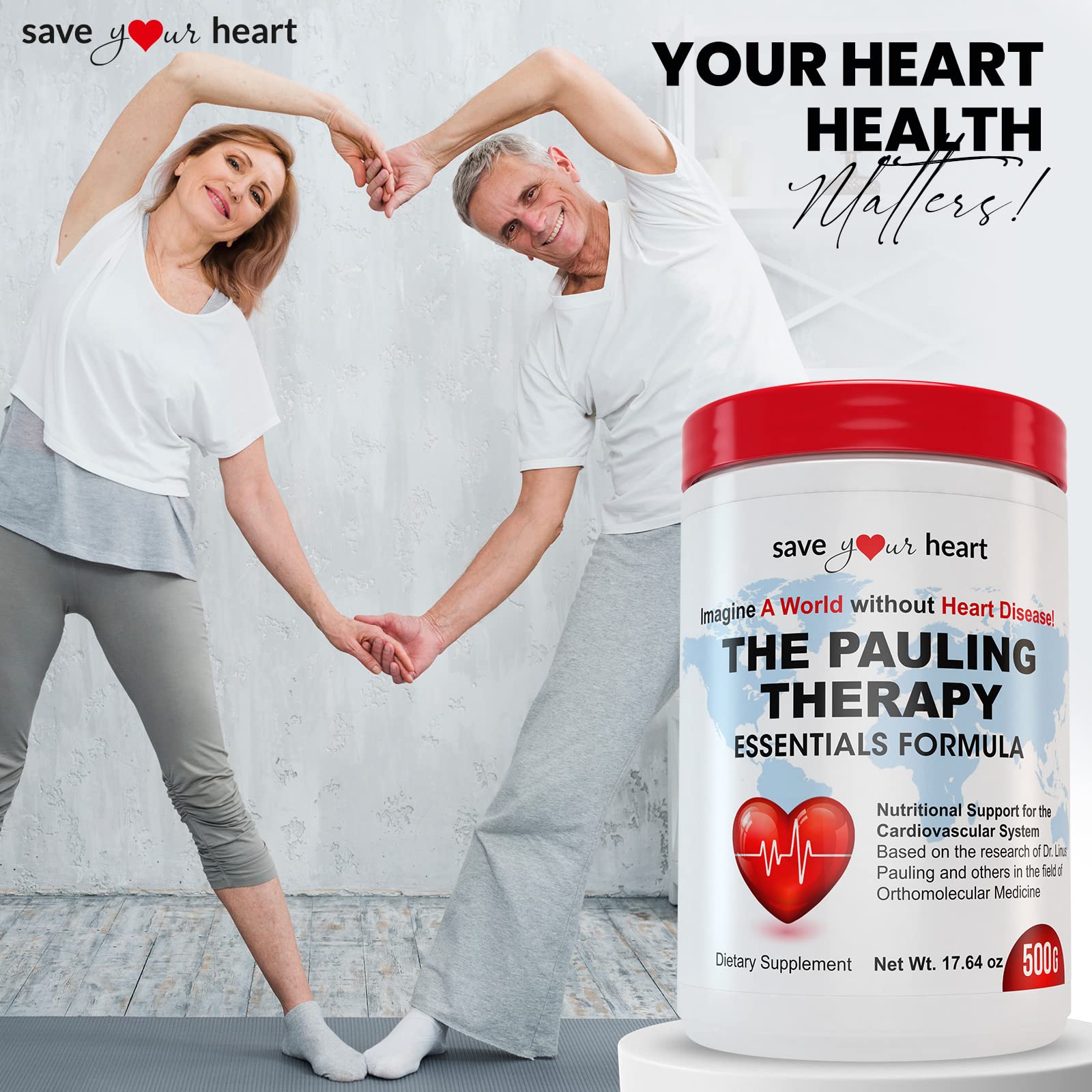 SAVE YOUR HEART Cardio Heart Health Powder Supplement - The Pauling Therapy Essentials Formula (PTEF) Healthy Vitamin C, B-12, L-Lysine, L-Arginine, Magnesium, Zinc + Vitamins, Minerals & Antioxidants SAVE YOUR HEART Au supplements
