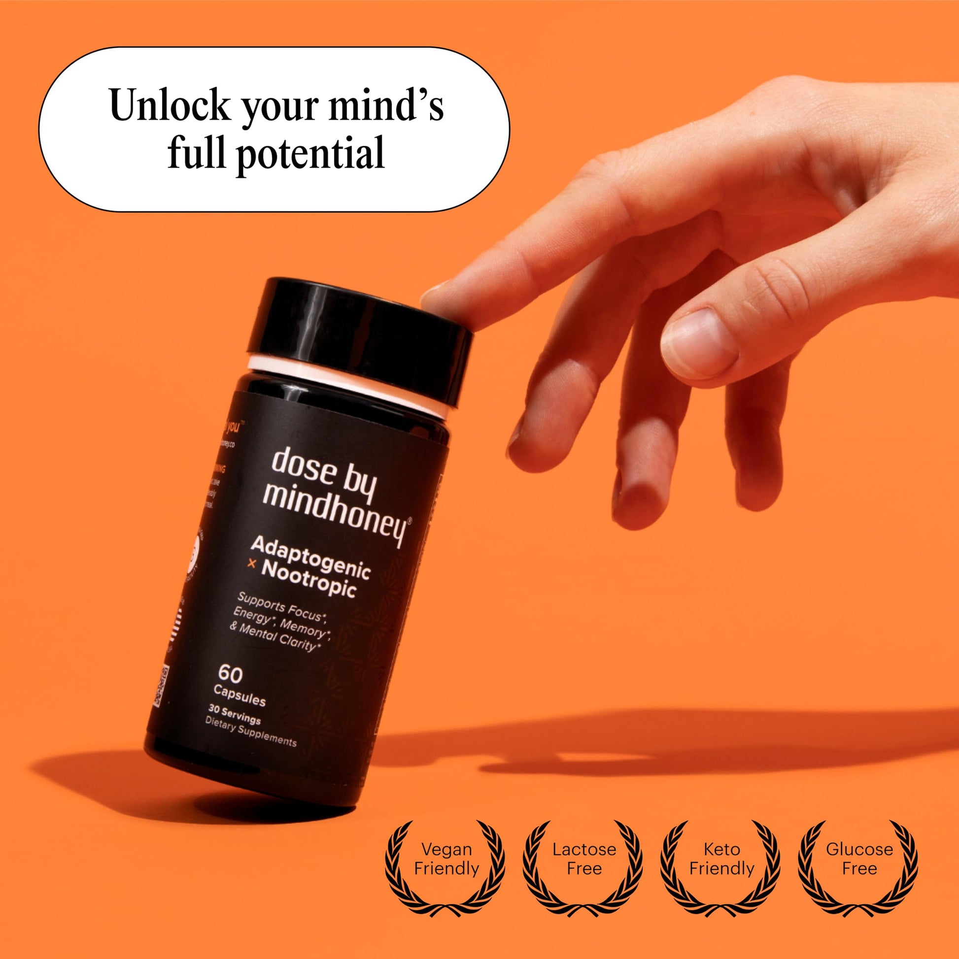 MINDHONEY | DOSE 60 Count, Premium All-in-One Nootropic Brain Supplement | Focus, Mood, Energy, & Memory | Functional Mushrooms & Adaptogens - Lion’s Mane, Ashwagandha, L-Theanine, Bacopa, & Vitamins MINDHONEY Au supplements