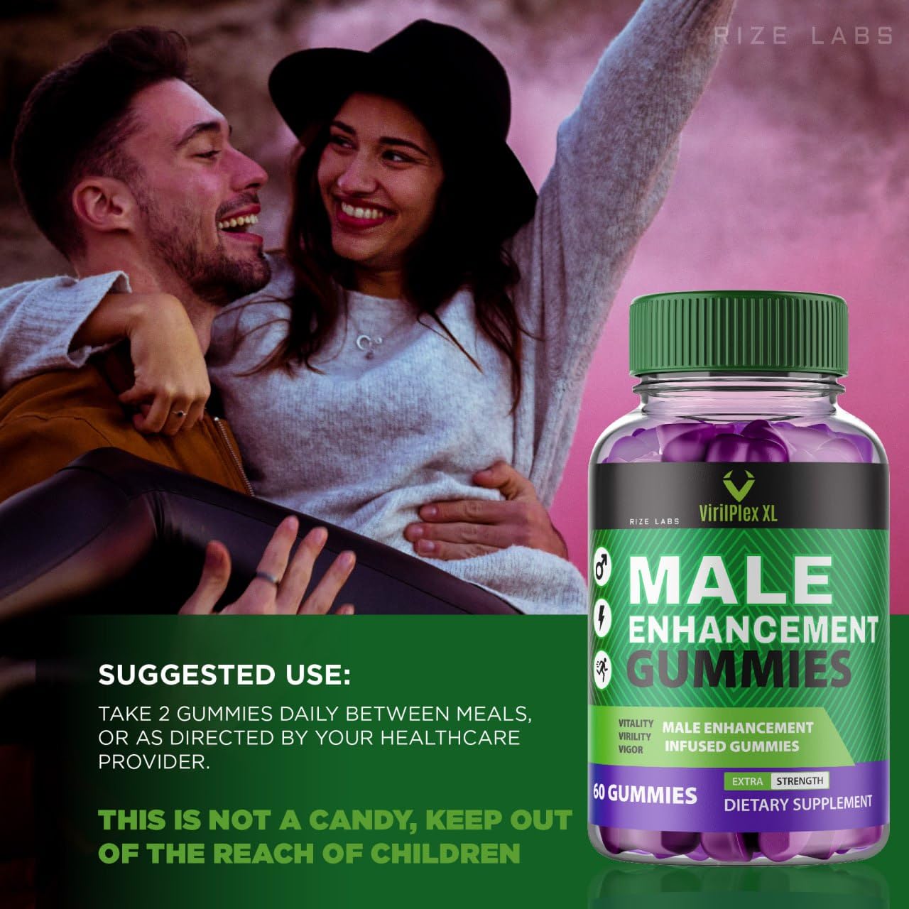 rize labs VirilPlex XL Male Performance Gummies, Premium Formula for Health and Well-Being for Men, Gummys to Deliver Maximum Performance Benefits - Pack of 3(180 Gummies) rize labs Au supplements